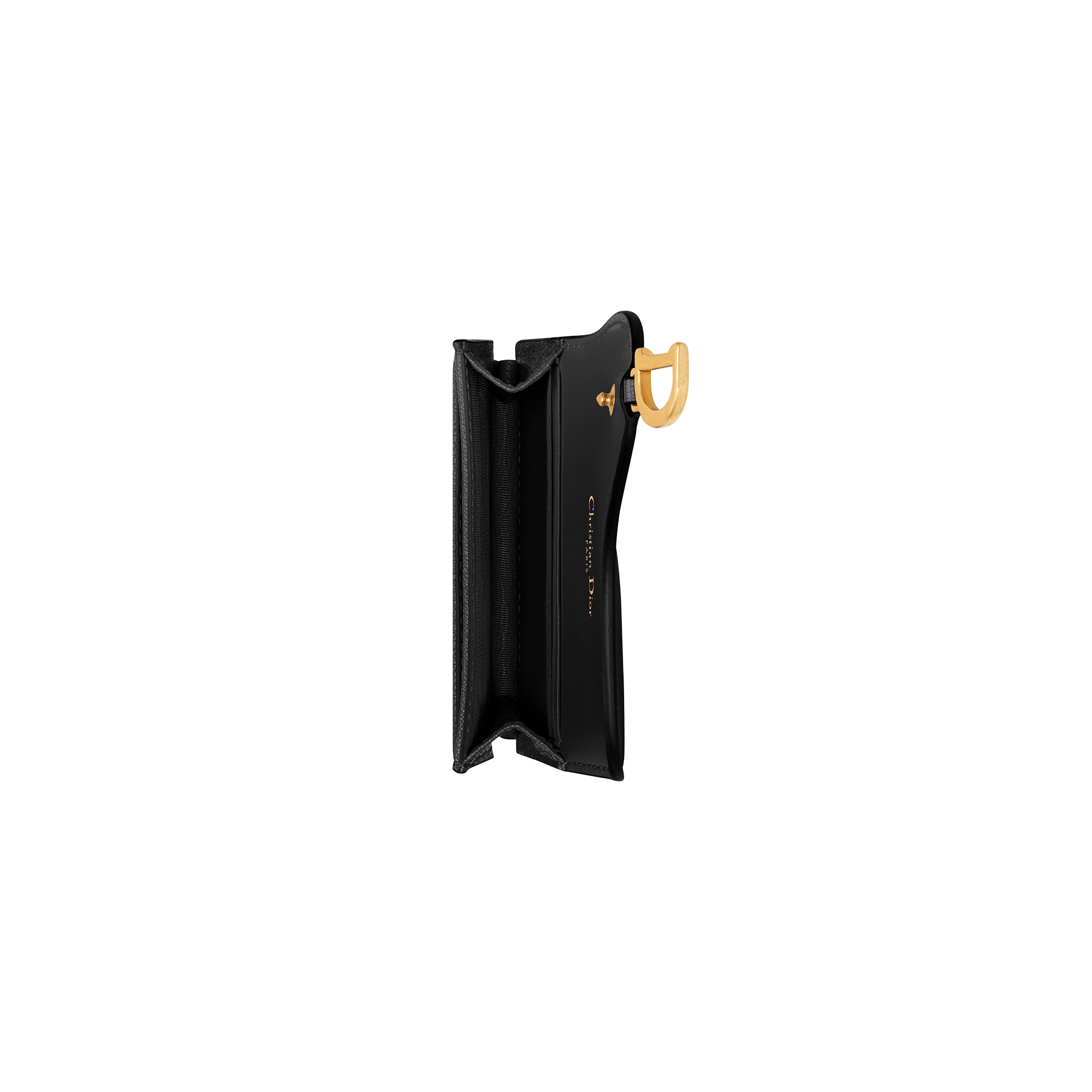 Saddle Bloom Card Holder Black Grained Calfskin E06