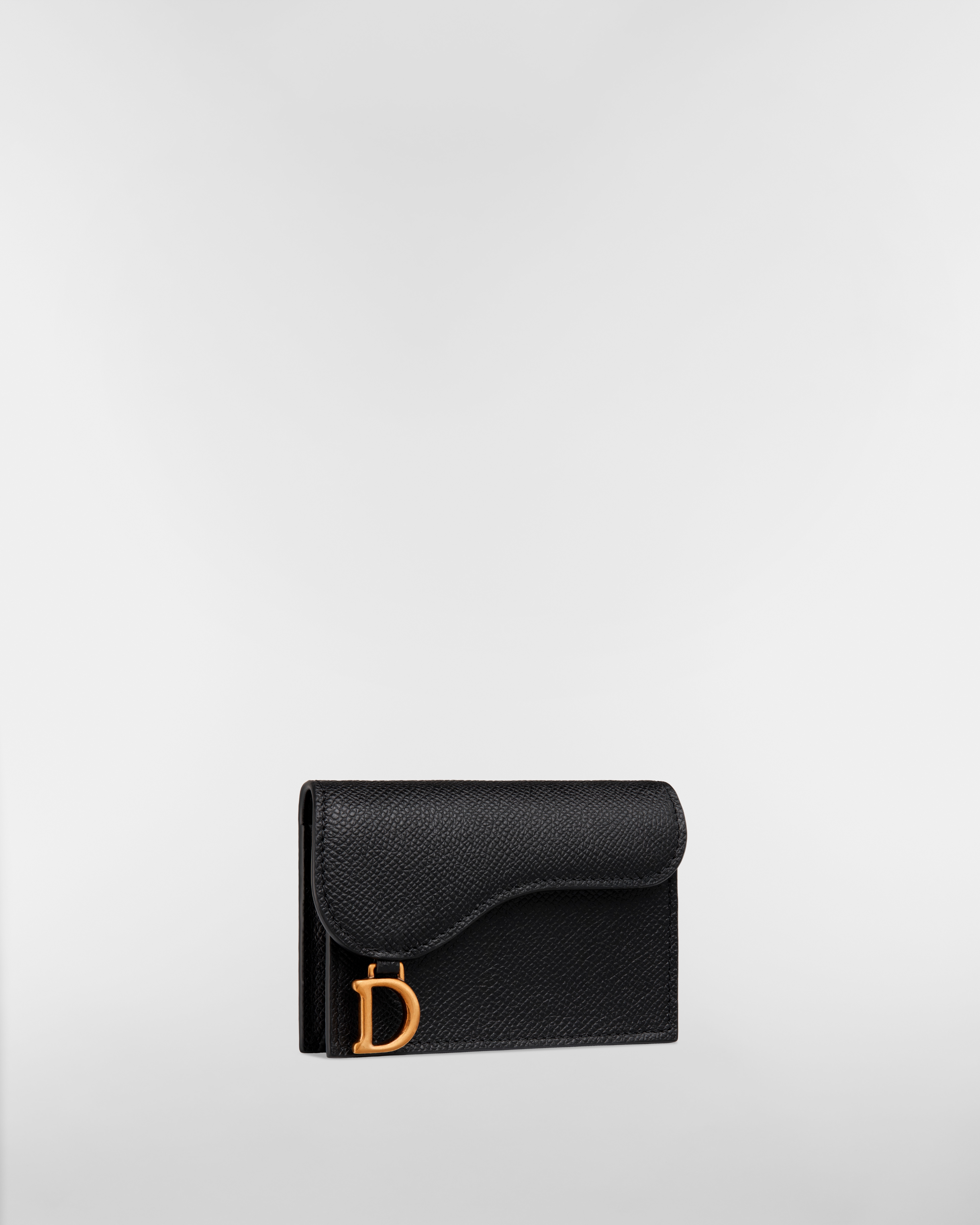 Saddle Bloom Card Holder Black Grained Calfskin E03