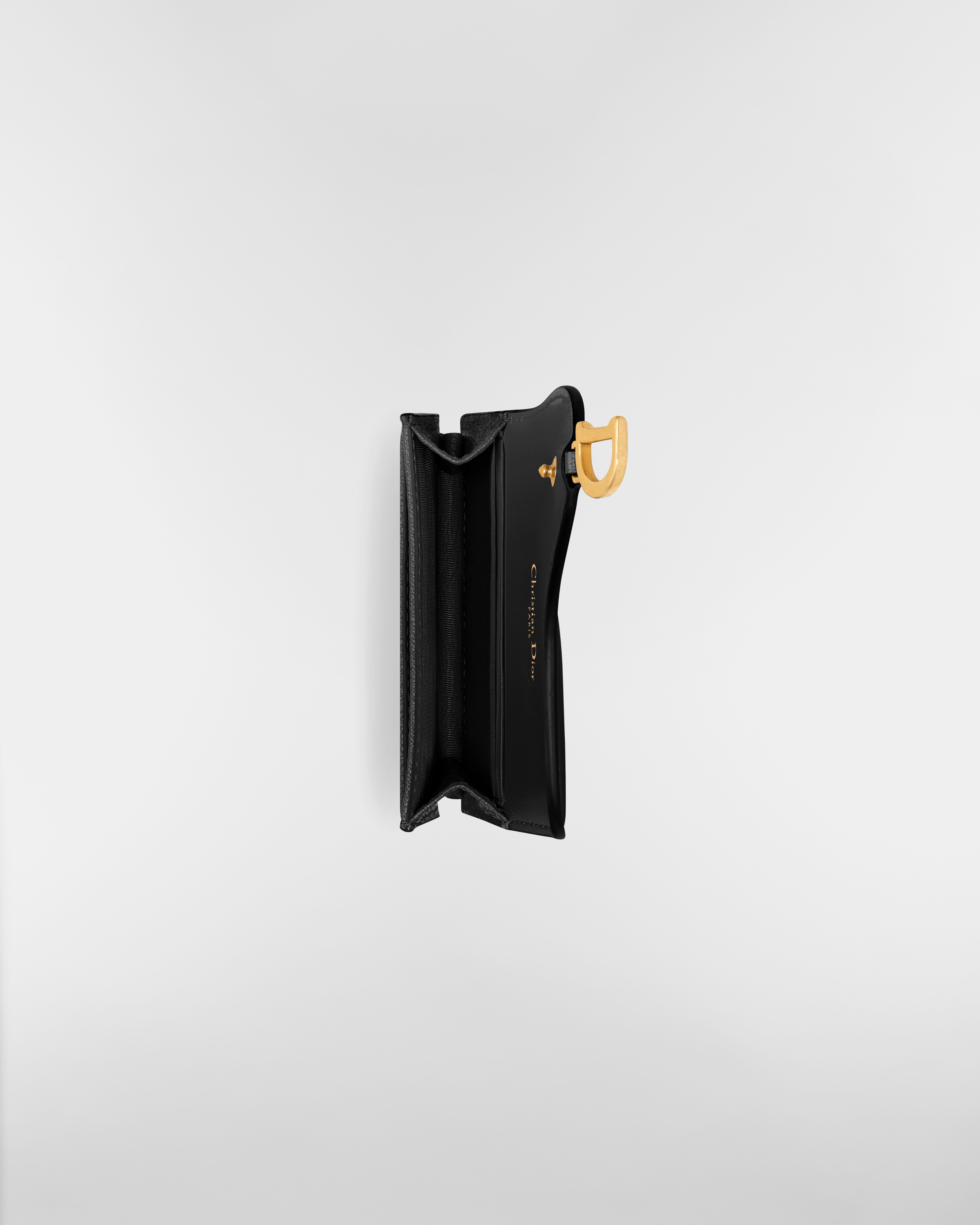 Saddle Bloom Card Holder Black Grained Calfskin E06