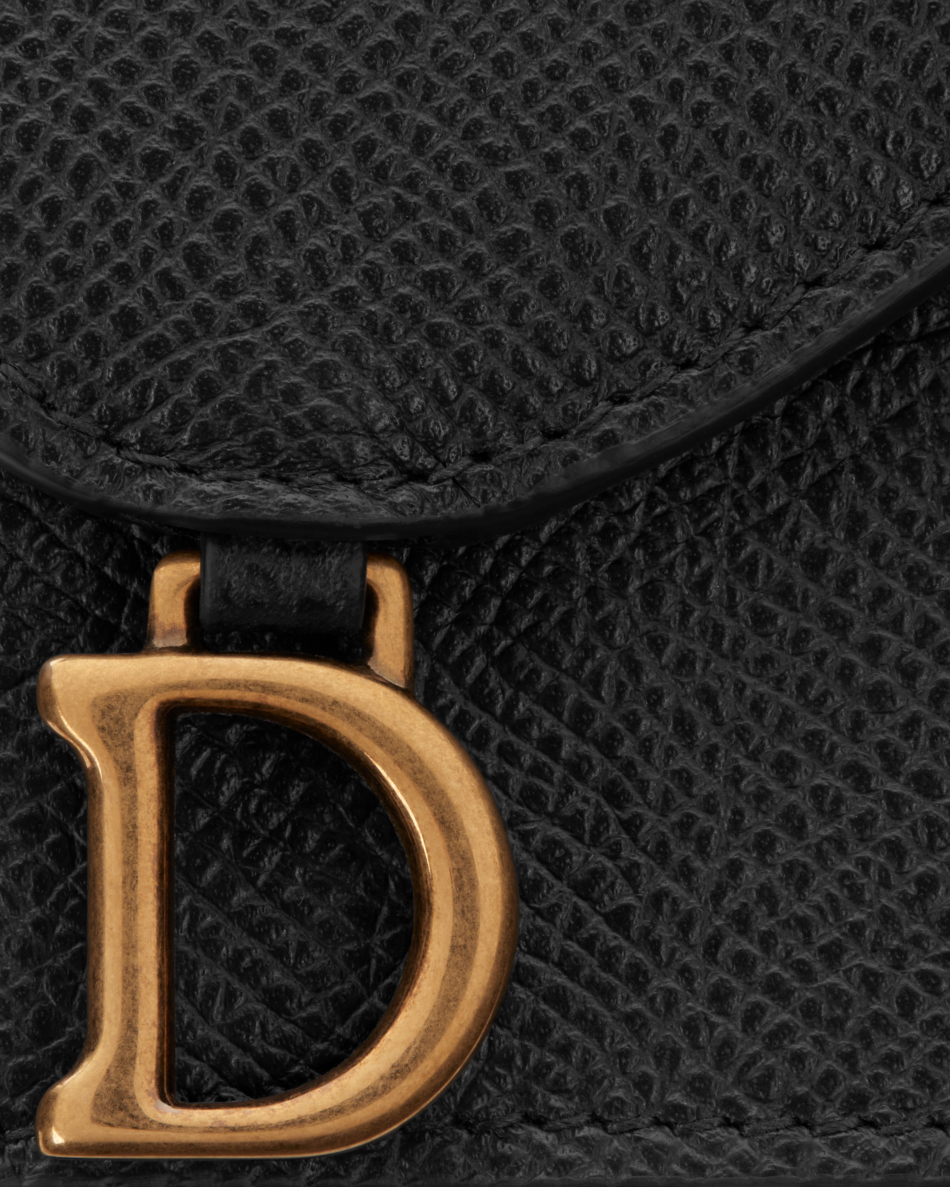 Saddle Bloom Card Holder Black Grained Calfskin E09