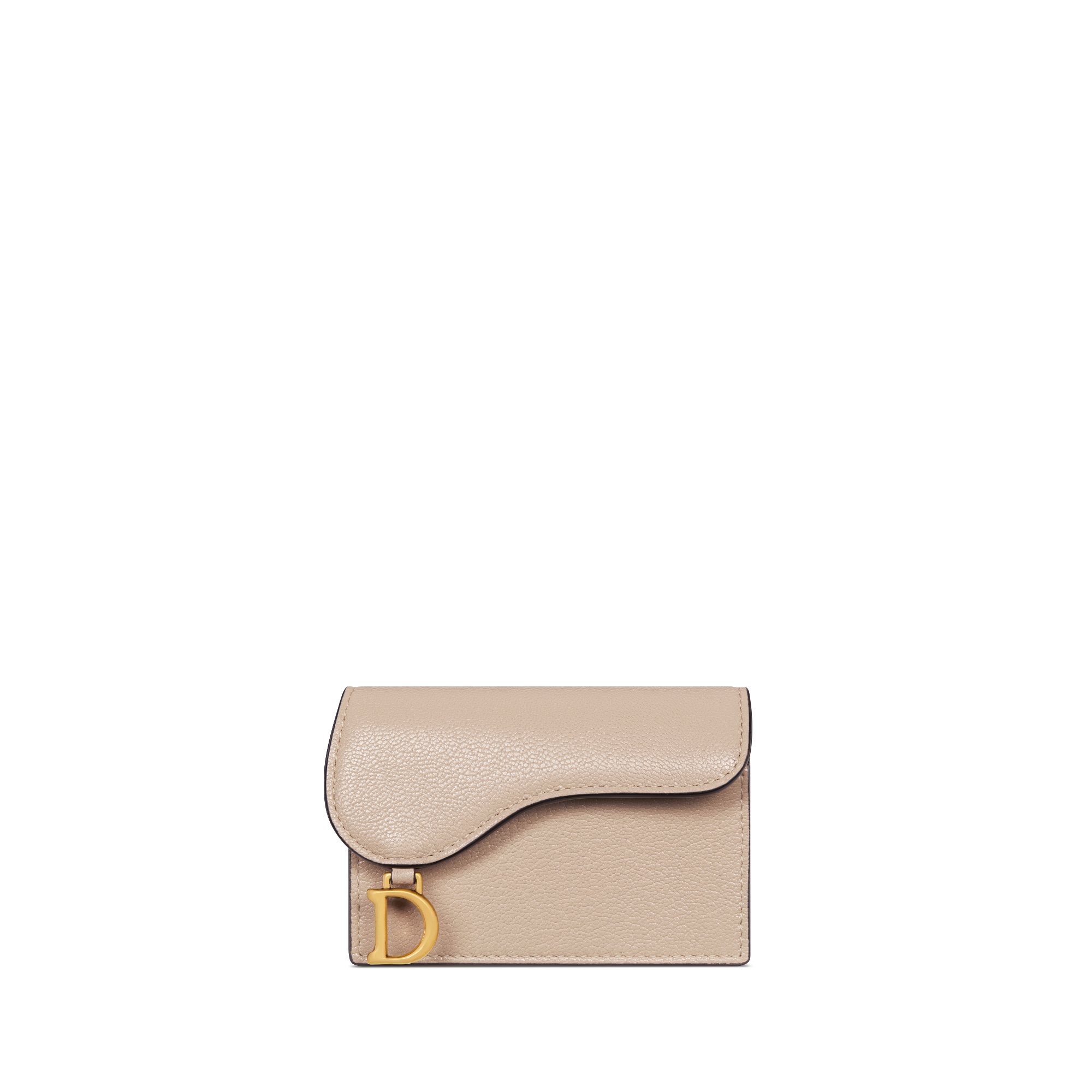 Saddle Bloom Card Holder Powder Beige Goatskin E01