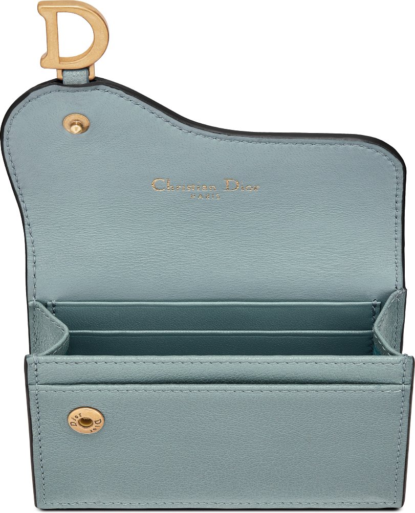 Saddle Bloom Card Holder Cloud Blue Goatskin DIOR