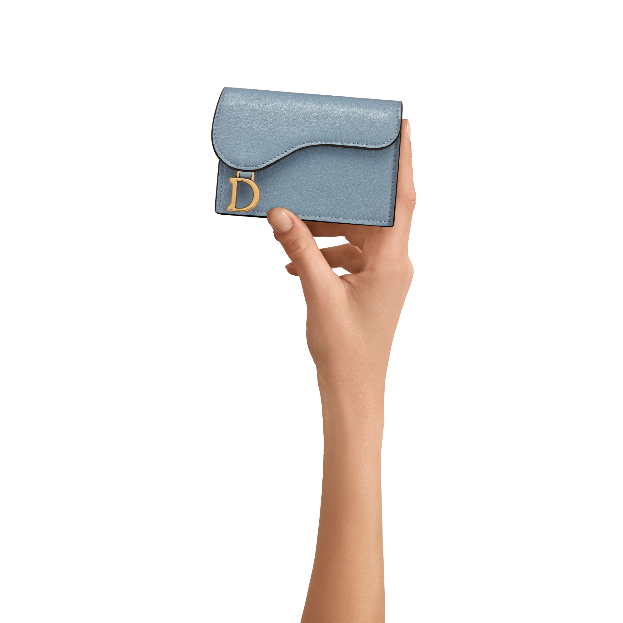 Saddle Bloom-kaarthouder Wolkenblauw geitenleer E11