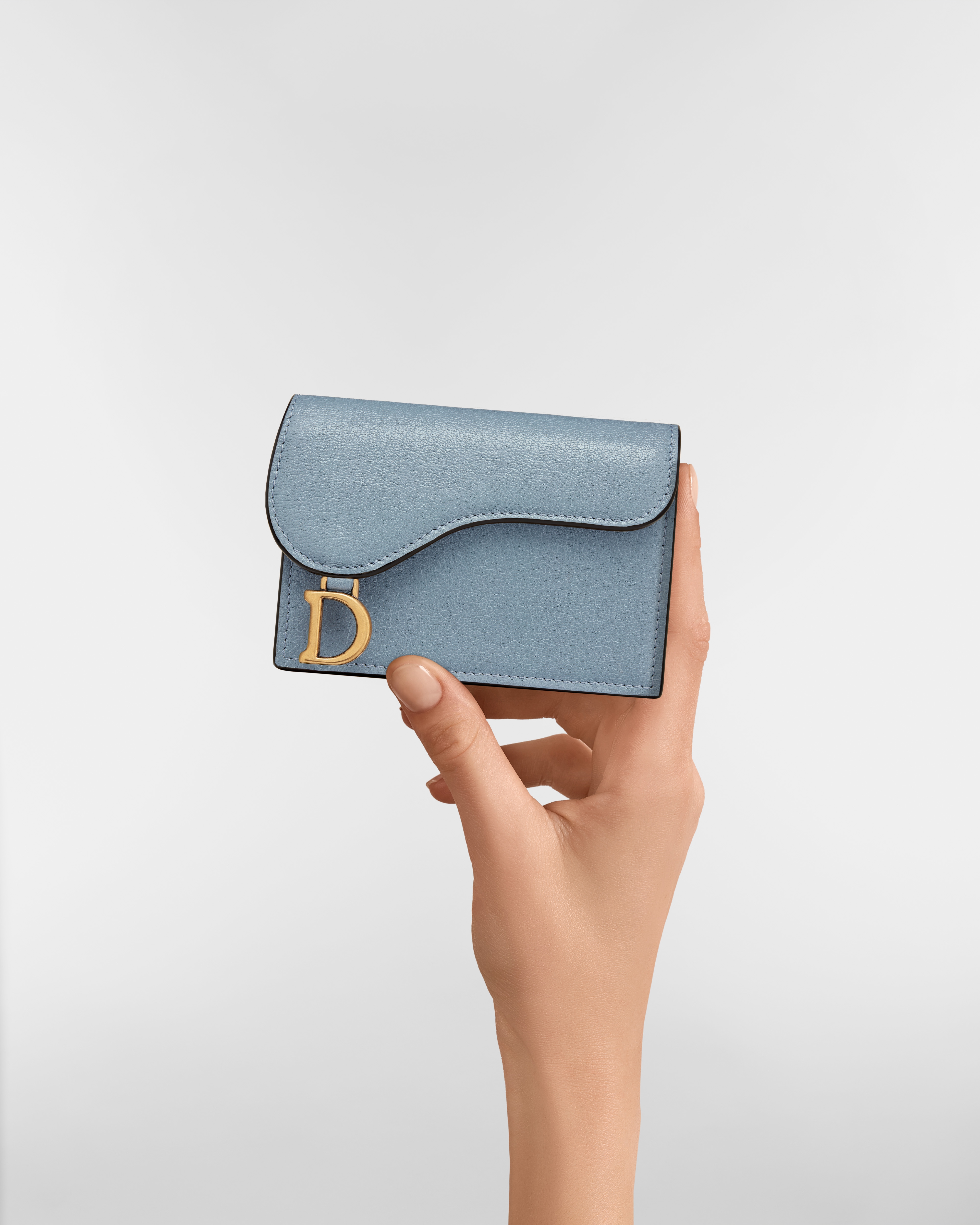 حاملة البطاقات Saddle Bloom جلد الماعز باللون الأزرق السحابي E11