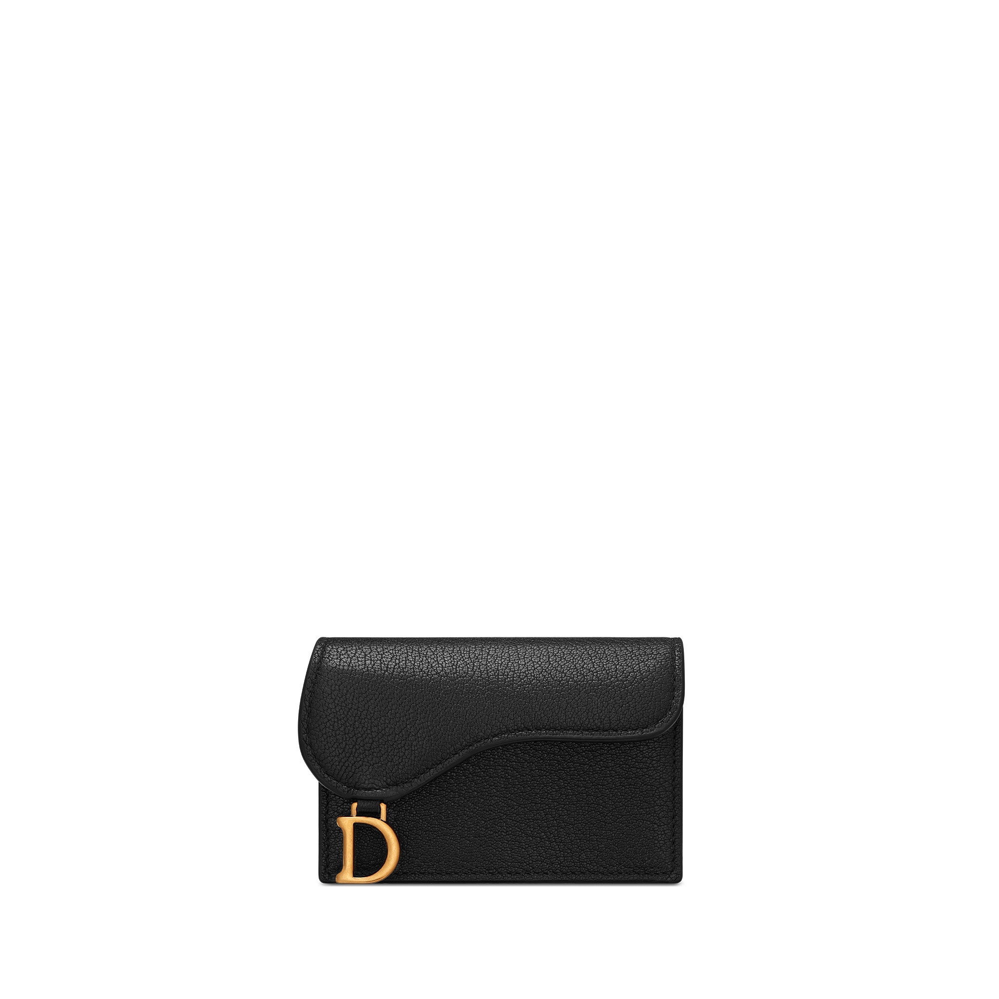 Saddle Bloom Card Holder Black Goatskin E01