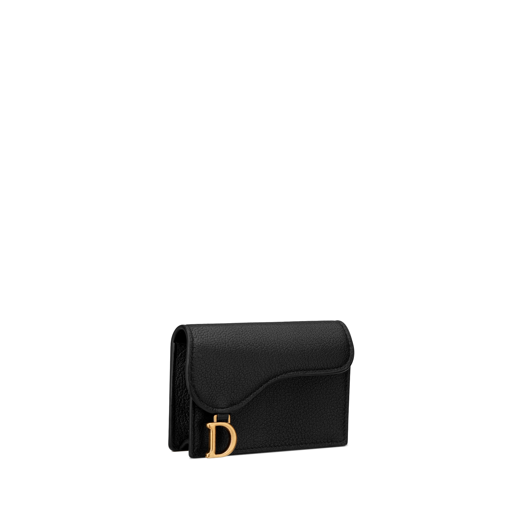 Porte-cartes Bloom Saddle Cuir de chèvre noir E03