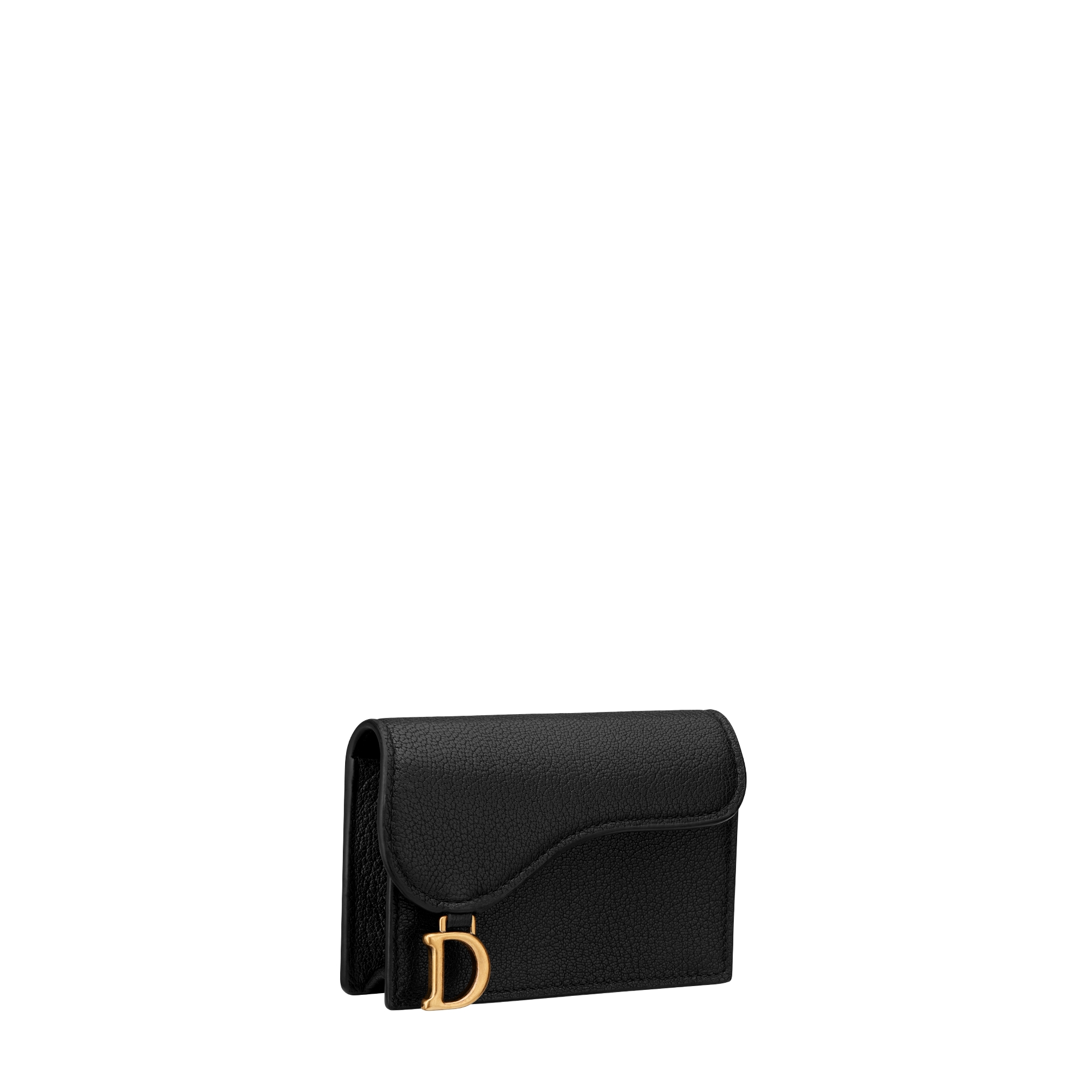 Saddle Bloom Card Holder Black Goatskin E03
