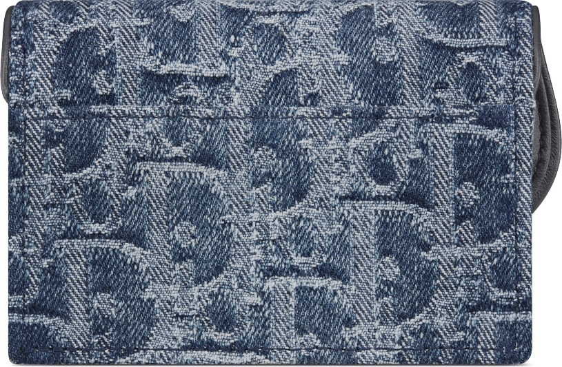 Saddle Bloom Card Holder Blue Denim Dior Oblique Jacquard DIOR