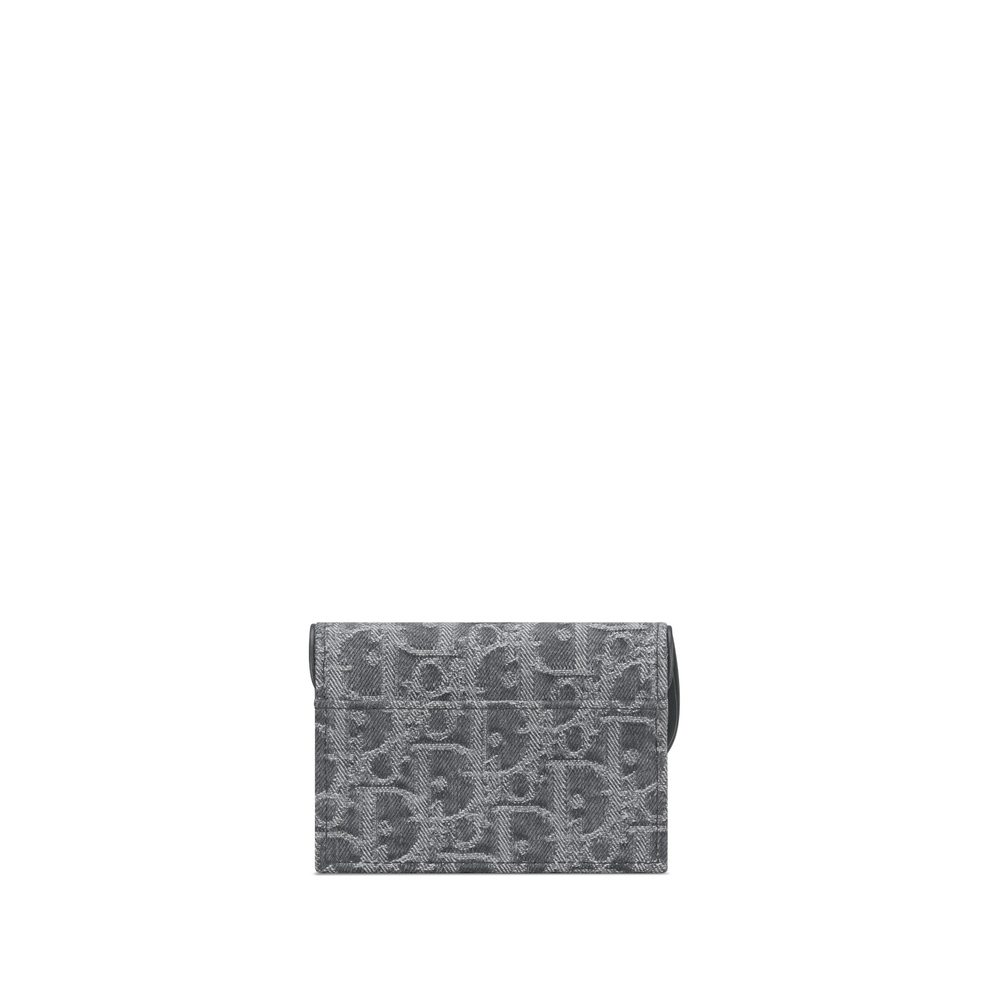 กระเป๋าใส่บัตร Saddle Bloom ผ้าแจ็กการ์ดเดนิม Dior Oblique สีเทา E08