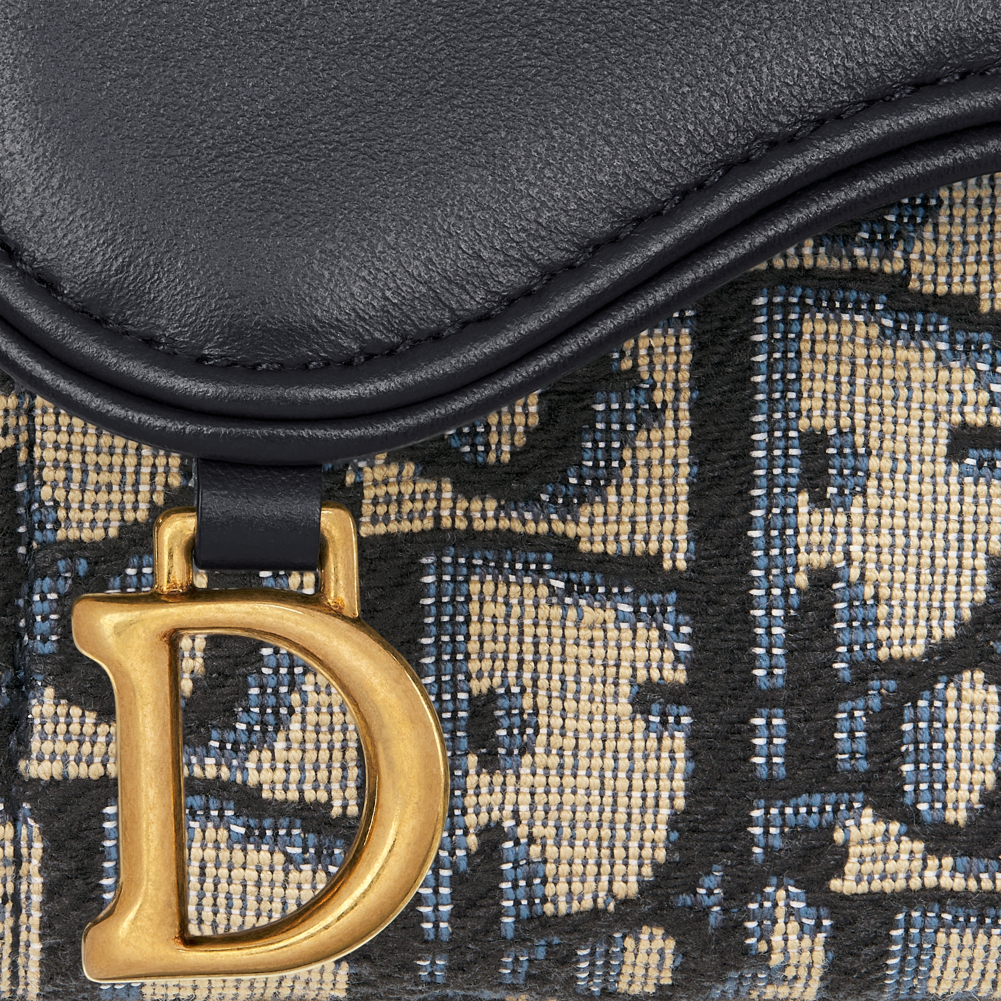 Saddle Bloom Card Holder Blue Dior Oblique Jacquard and Smooth Calfskin E09