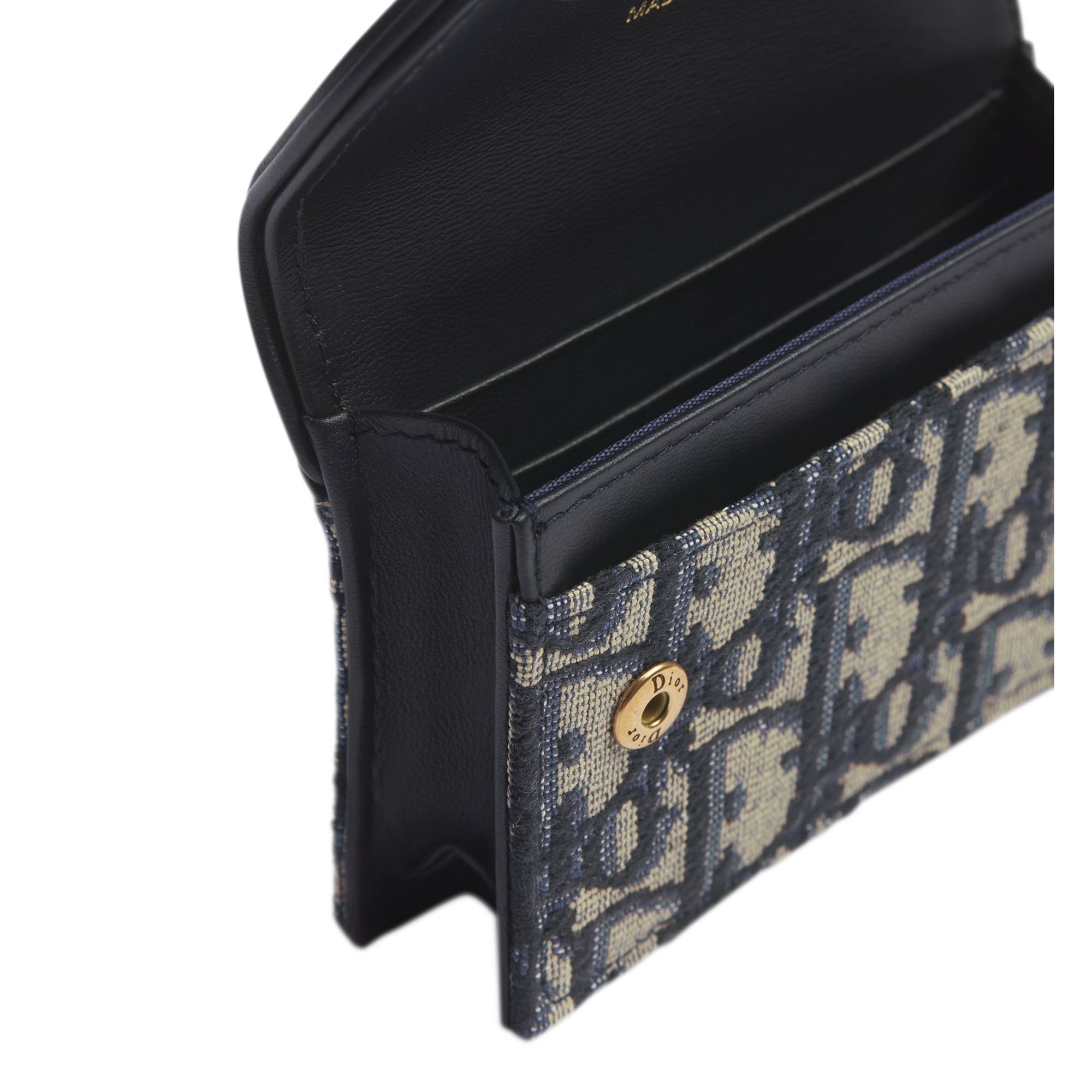Saddle Bloom Card Holder Blue Dior Oblique Jacquard and Smooth Calfskin E10