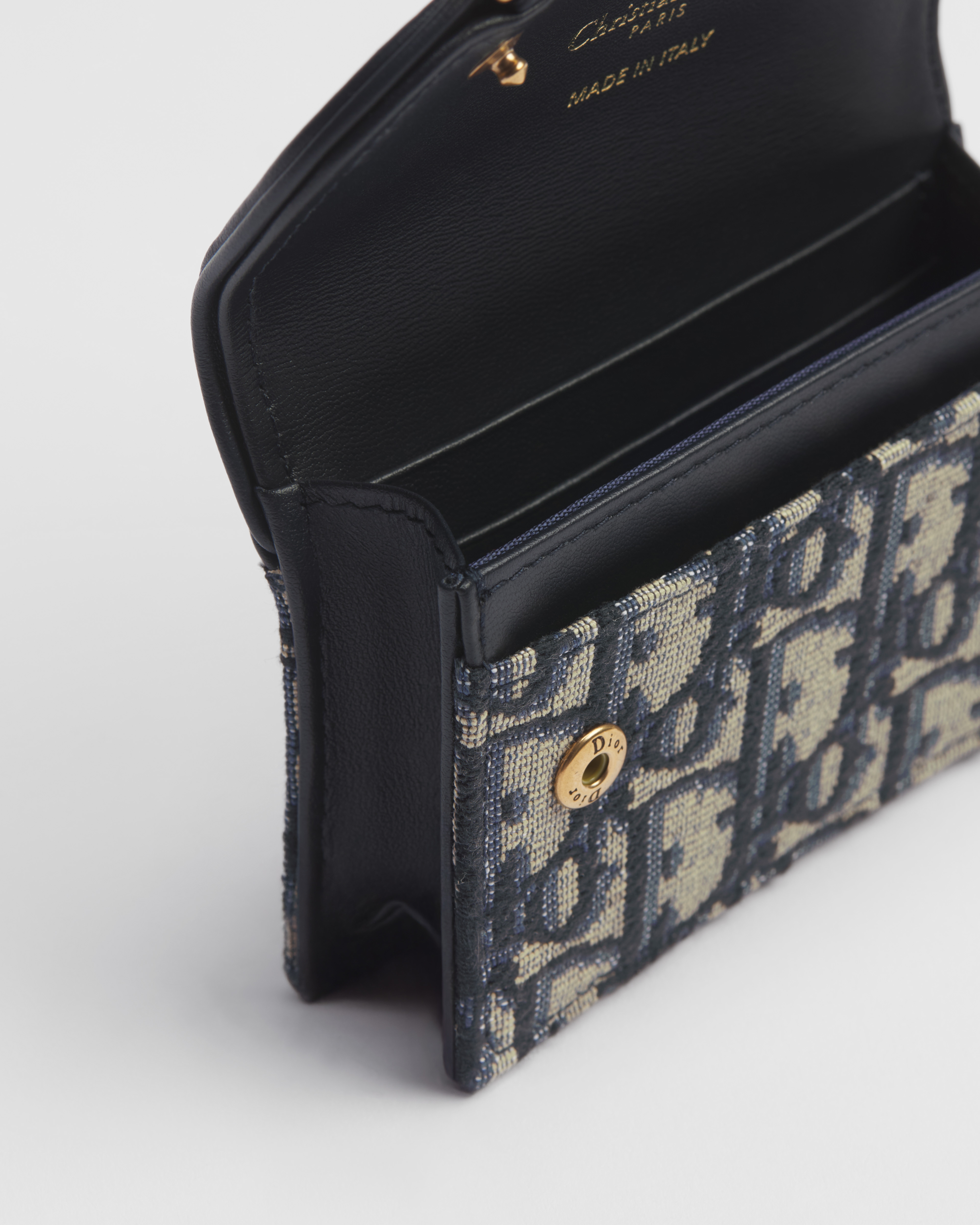 Saddle Bloom 卡片套 藍色 Dior Oblique 緹花和光滑小牛皮 E10