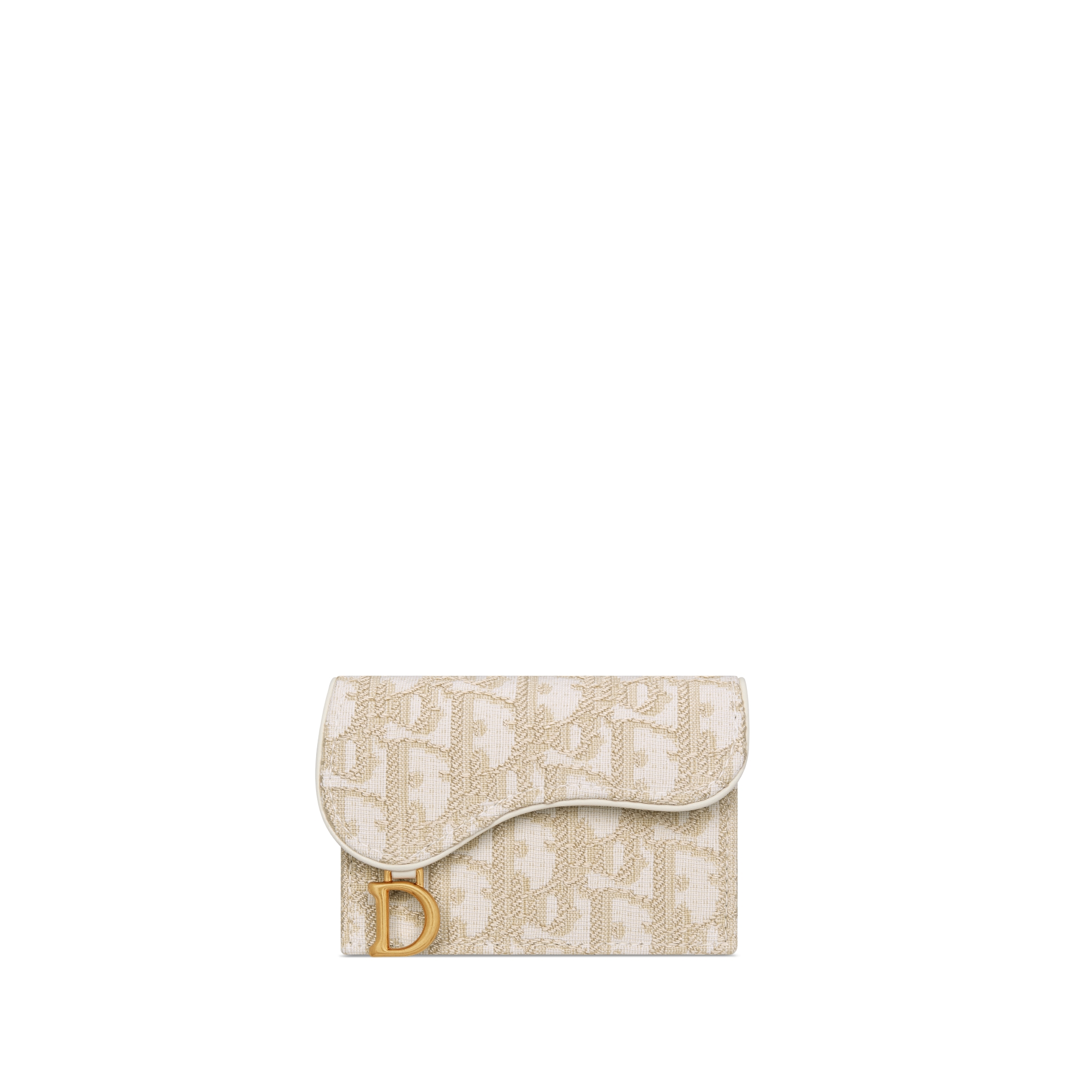 Saddle Bloom Kartenetui Dior Oblique Jacquard in Goldfarbe E01