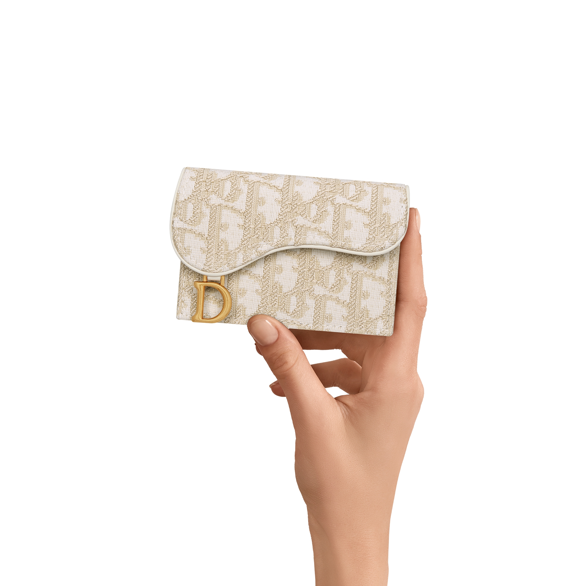 Saddle Bloom Card Holder Gold-Tone Dior Oblique Jacquard E11