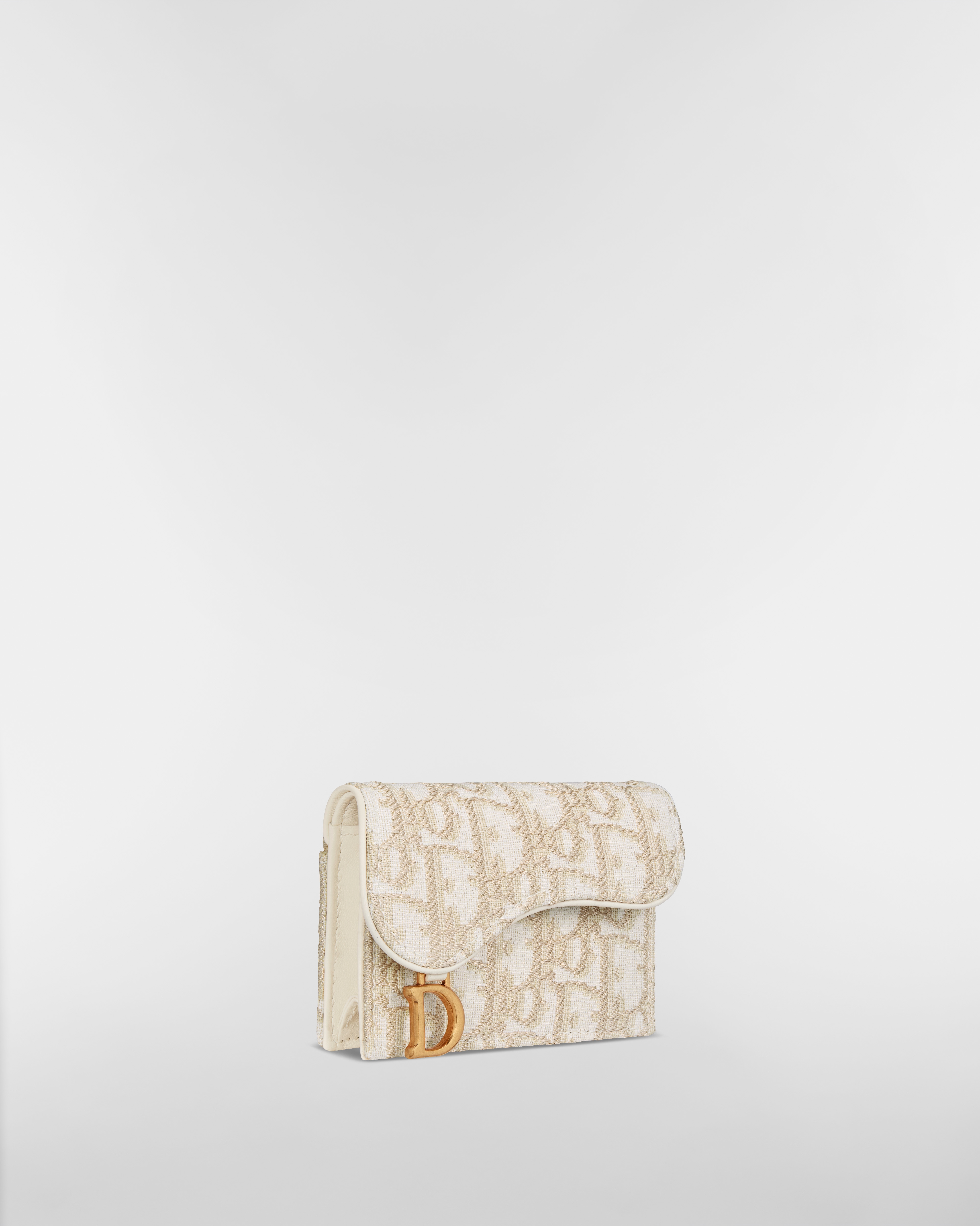 Saddle Bloom Card Holder Gold-Tone Dior Oblique Jacquard E03