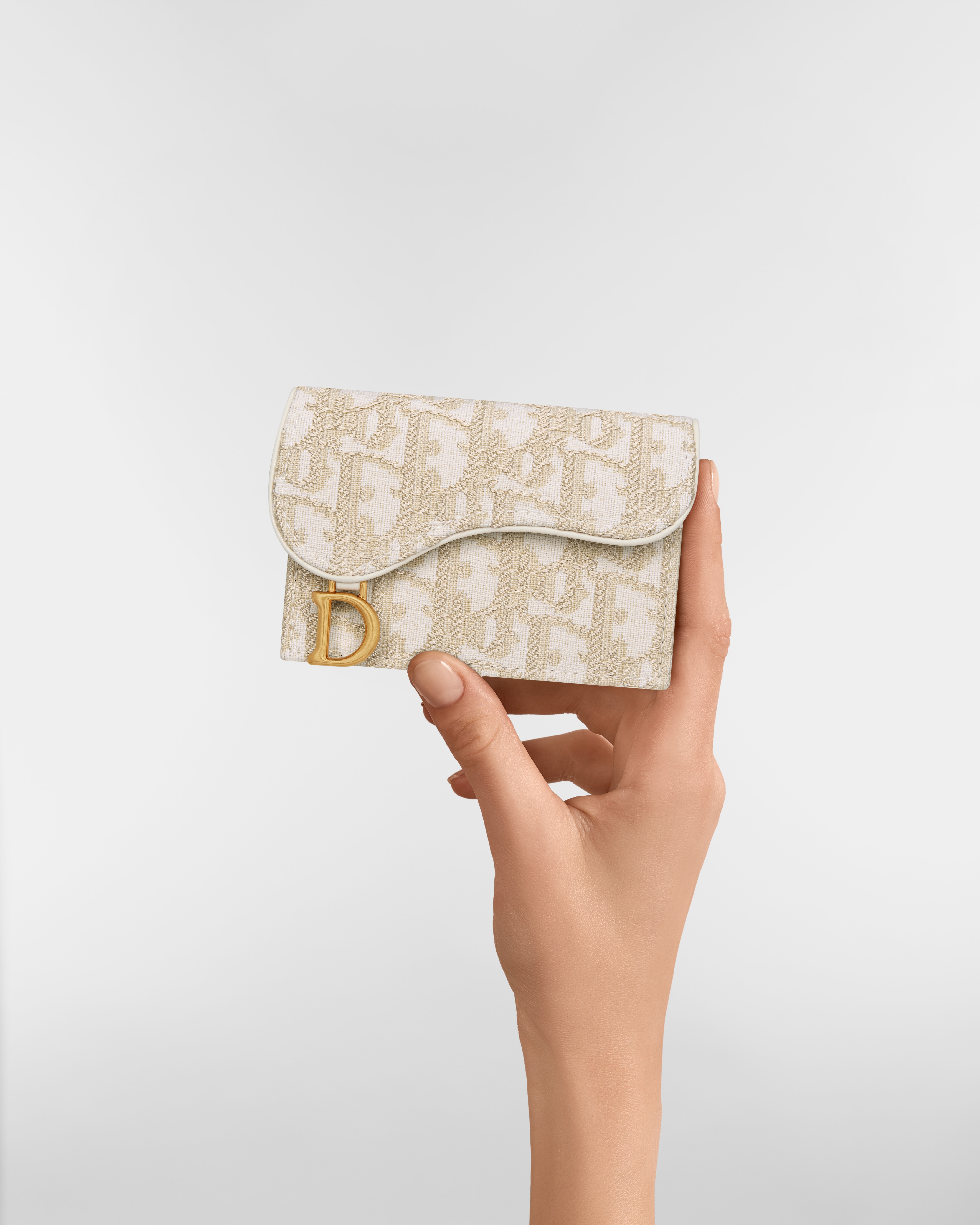 Saddle Bloom Card Holder Gold-Tone Dior Oblique Jacquard E11