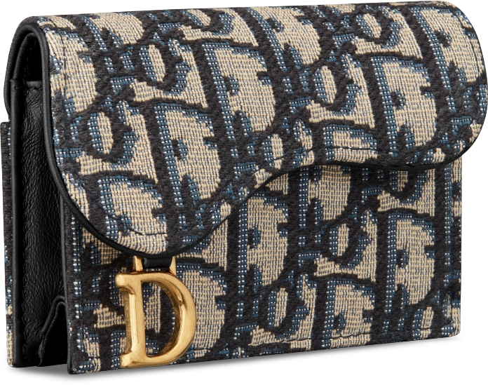 Saddle Bloom Card Holder Blue Dior Oblique Jacquard DIOR