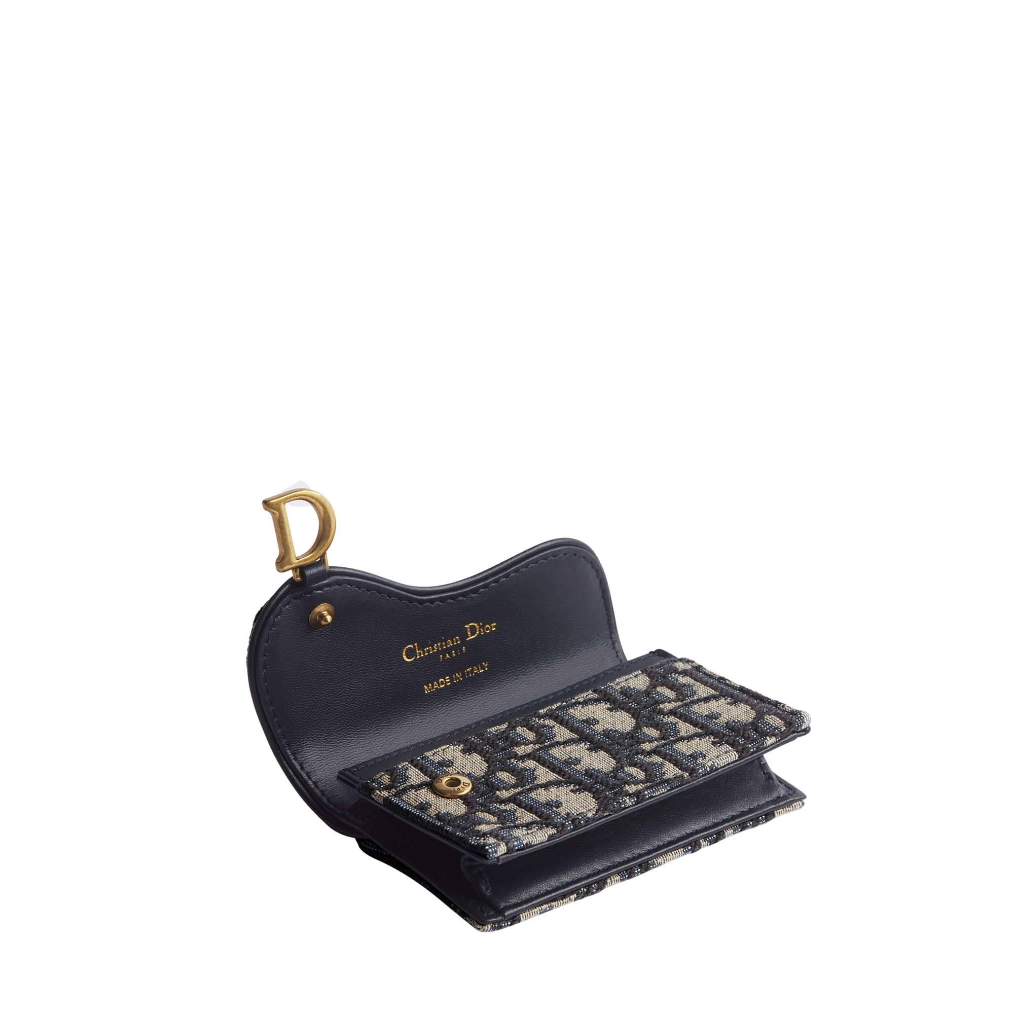 Saddle Bloom Card Holder Blue Dior Oblique Jacquard E06