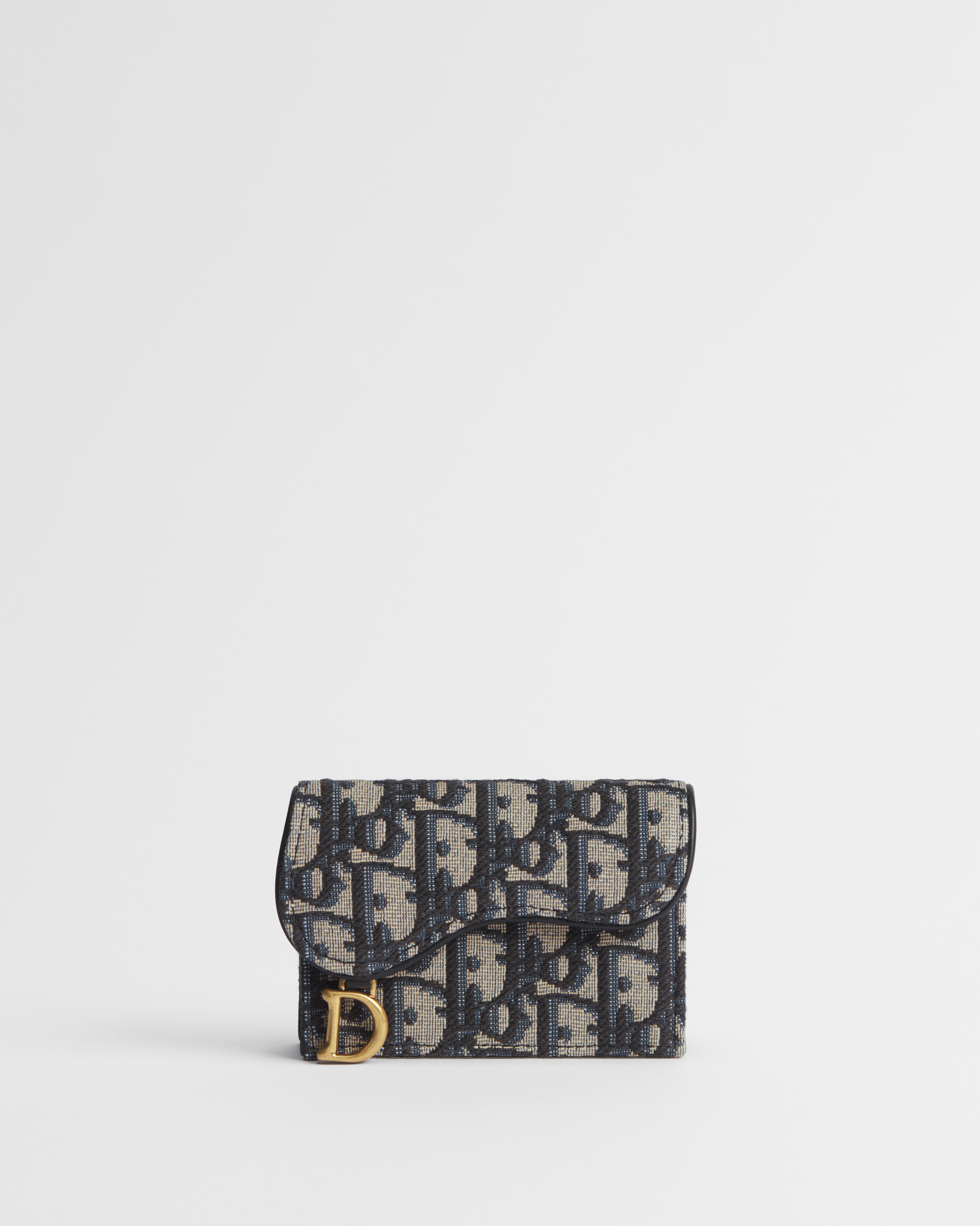Saddle Bloom Kartenetui Dior Oblique Jacquard in Blau E01