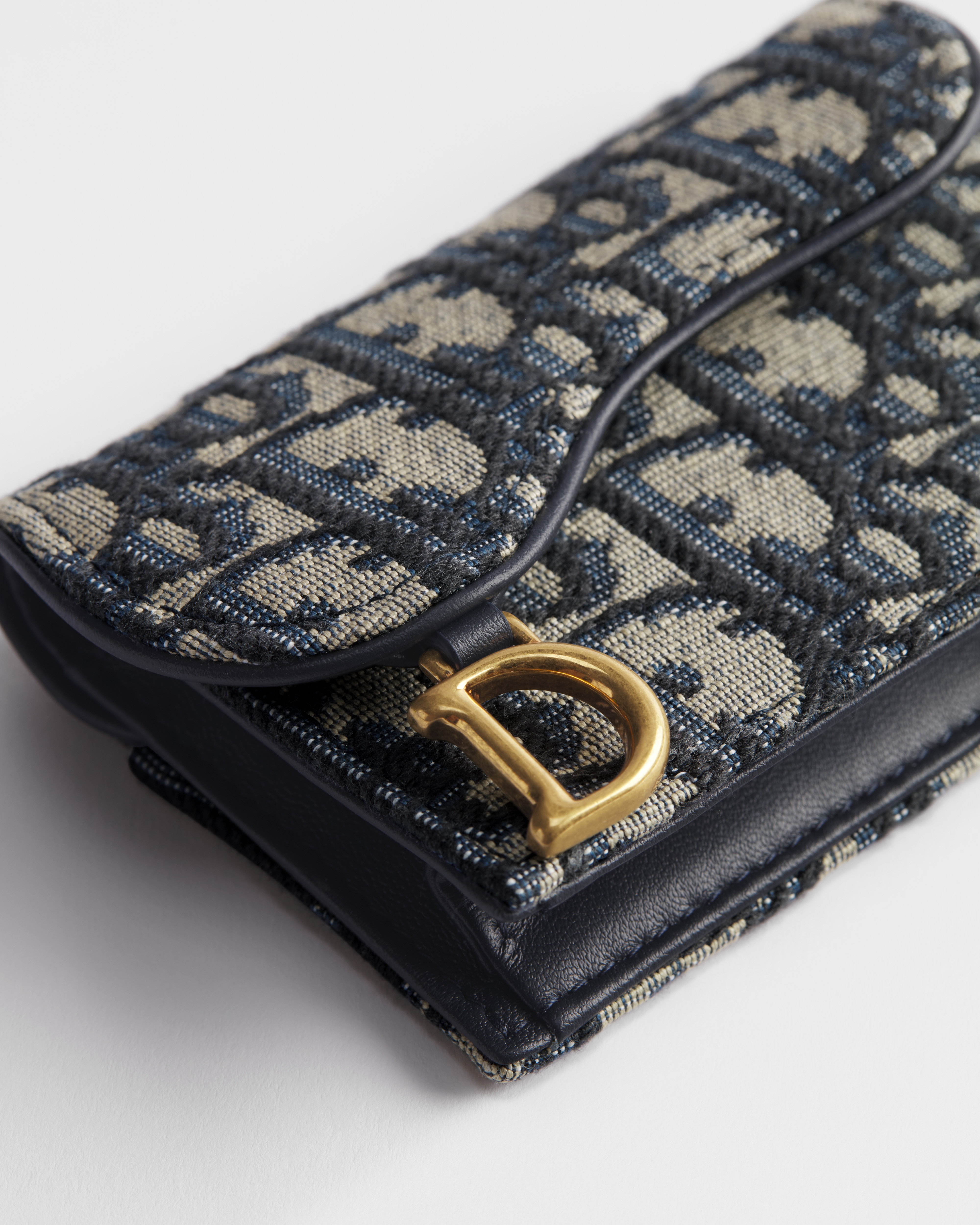 Saddle Bloom Kartenetui Dior Oblique Jacquard in Blau E09