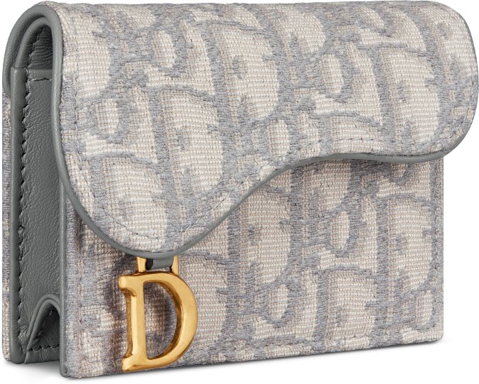 Saddle Bloom Card Holder Gray Dior Oblique Jacquard DIOR
