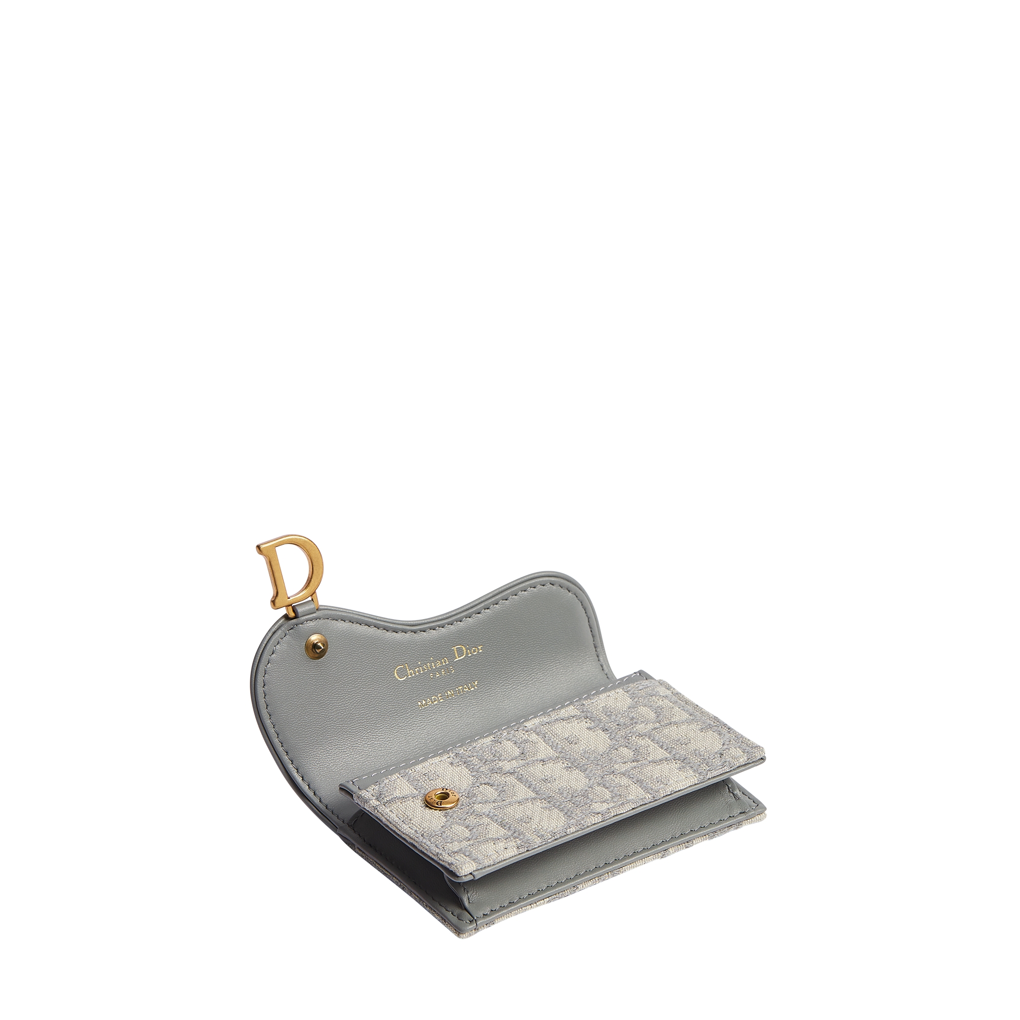 Saddle Bloom Card Holder Gray Dior Oblique Jacquard E06