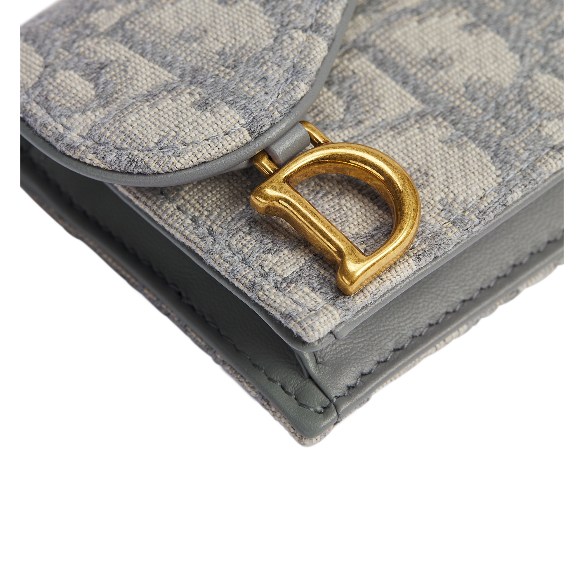 Saddle Bloom Card Holder Gray Dior Oblique Jacquard E09