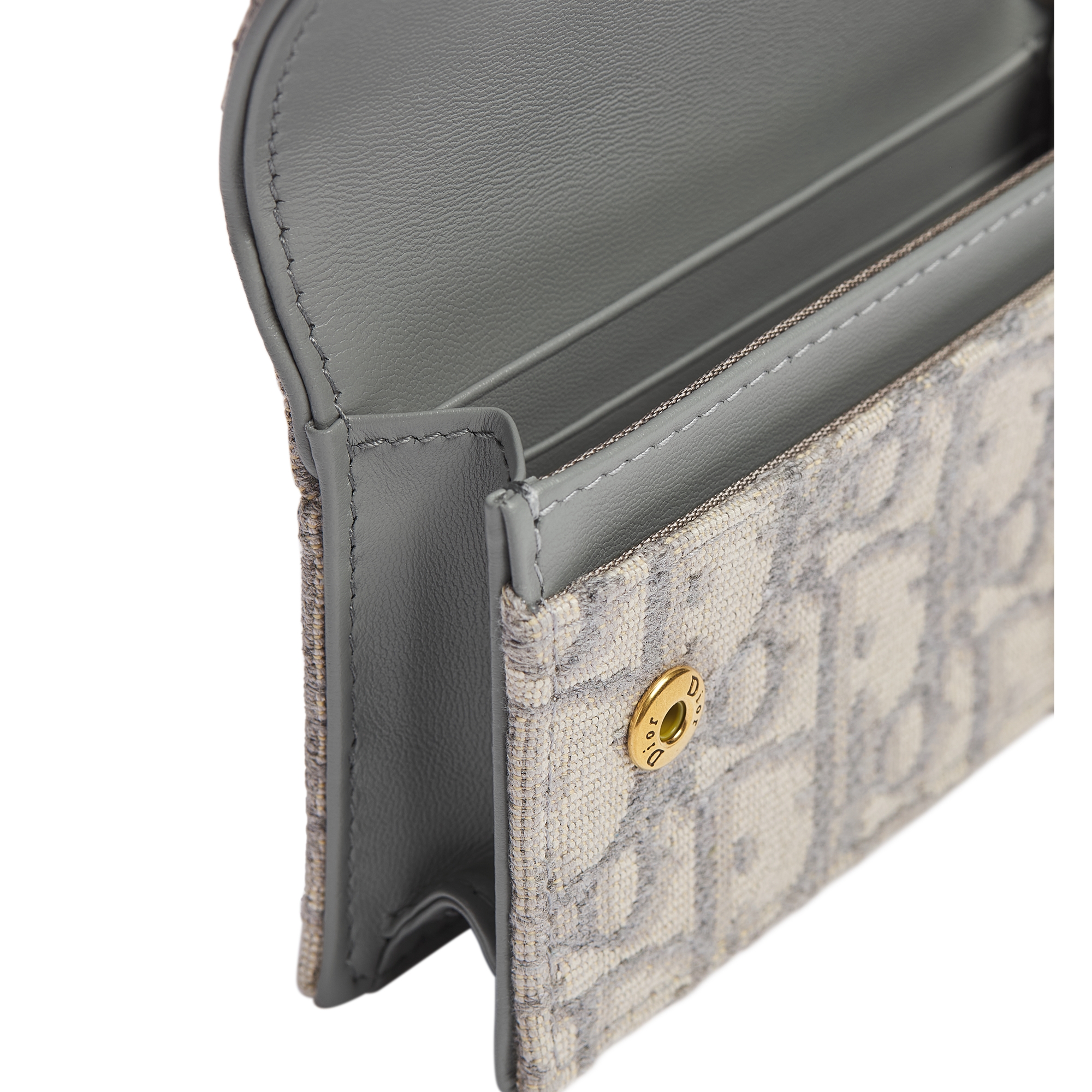Saddle Bloom Card Holder Gray Dior Oblique Jacquard E10