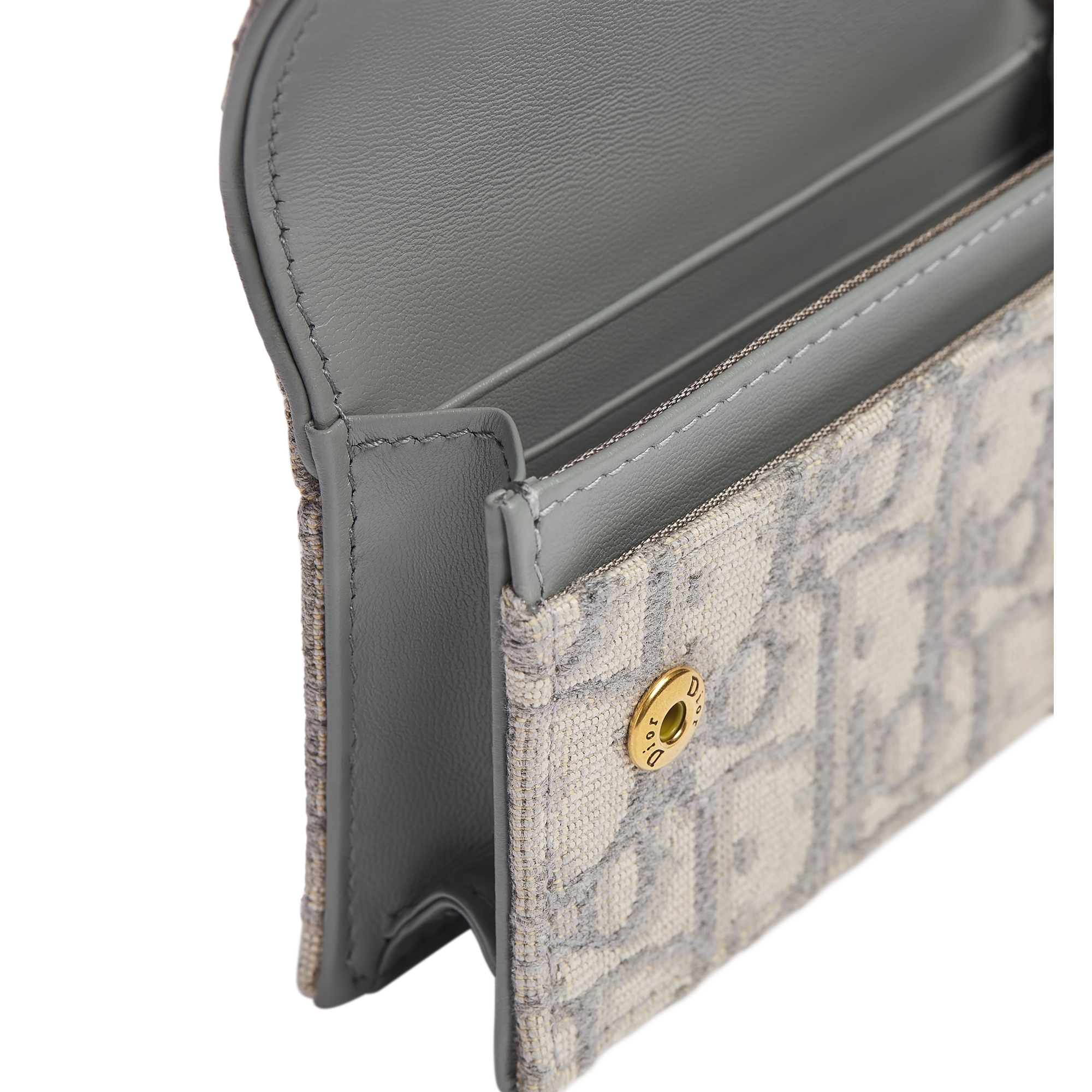 Saddle Bloom Card Holder Gray Dior Oblique Jacquard E10