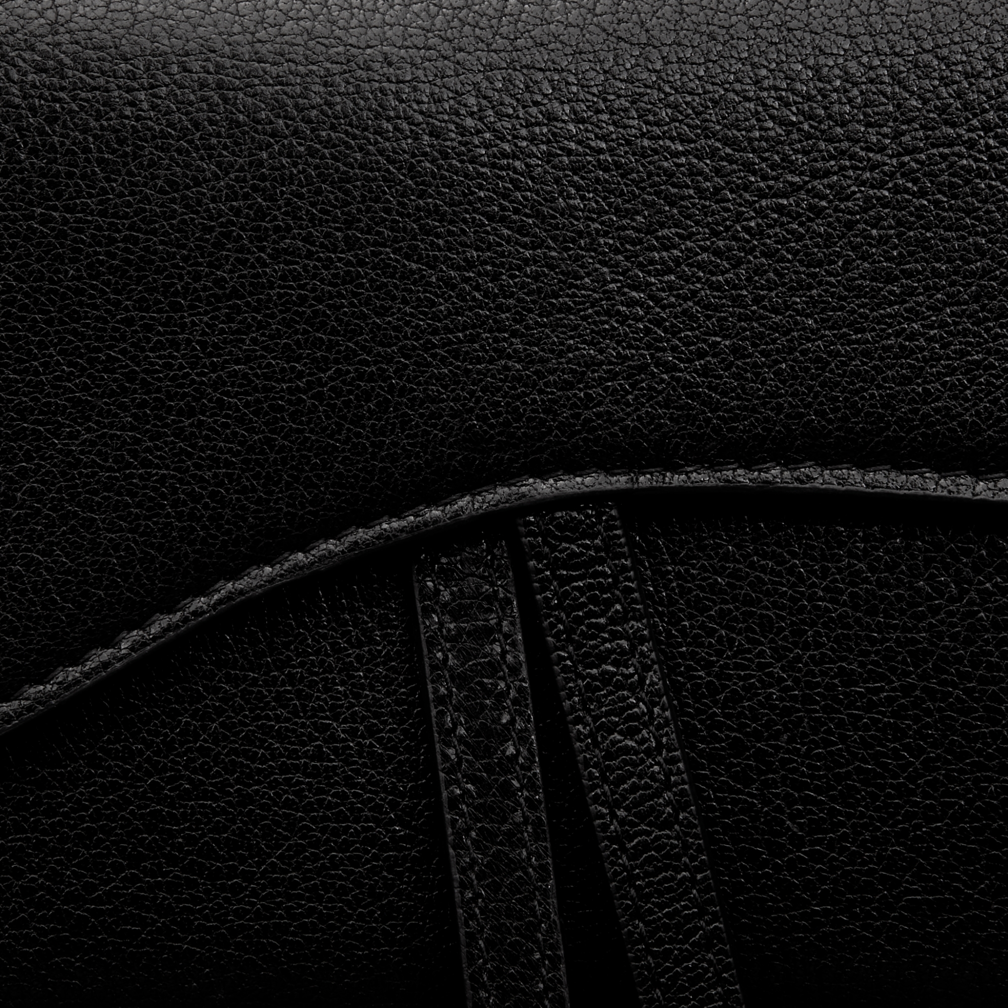 محفظة Saddle الطويلة مع سلسلة جلد الماعز باللون الأسود E09