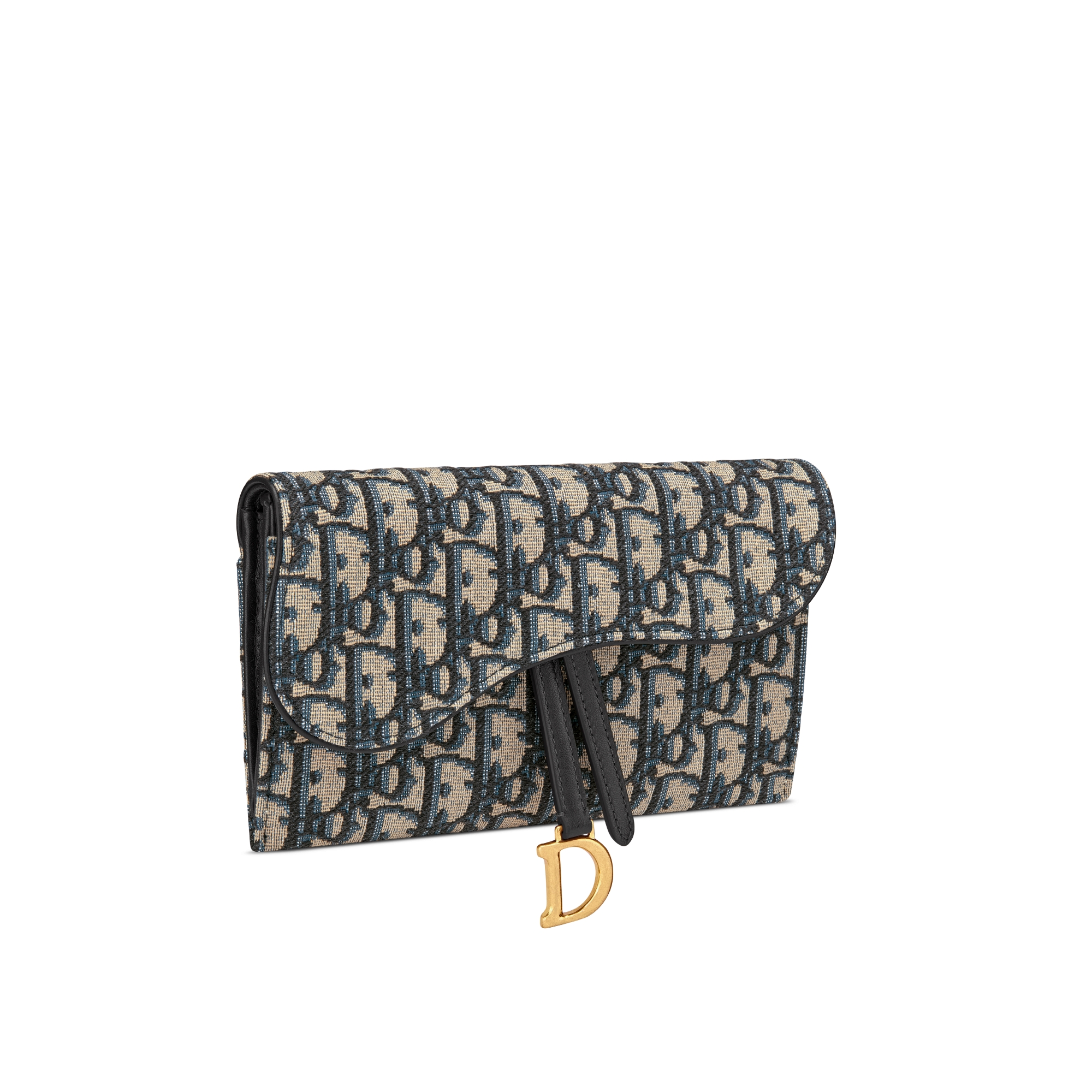 Petite pochette à chaîne Saddle Toile jacquard Dior Oblique bleu E03