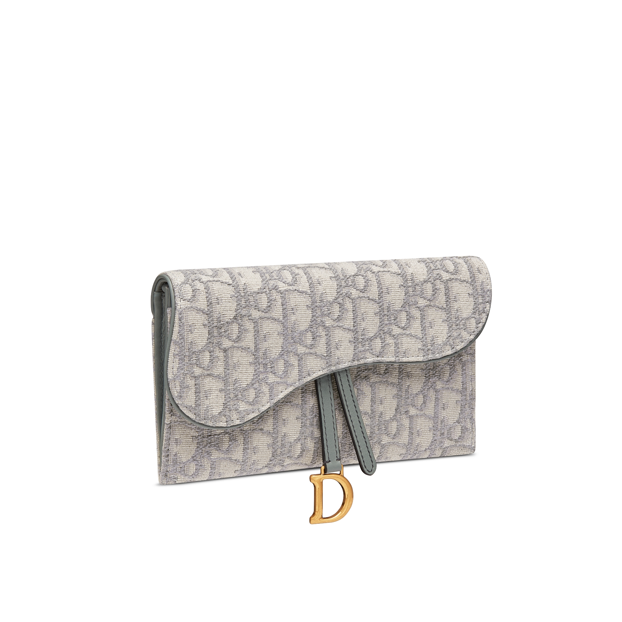 Kleine Saddle-pouch met ketting Grijze Dior Oblique-jacquard E03