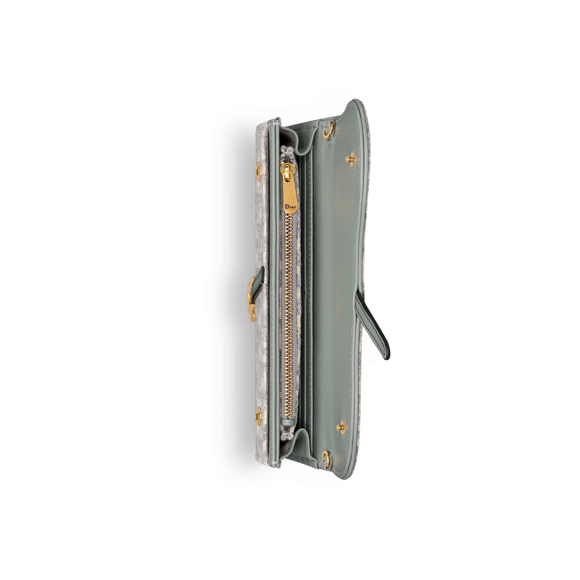 Kleine Saddle-pouch met ketting Grijze Dior Oblique-jacquard E06