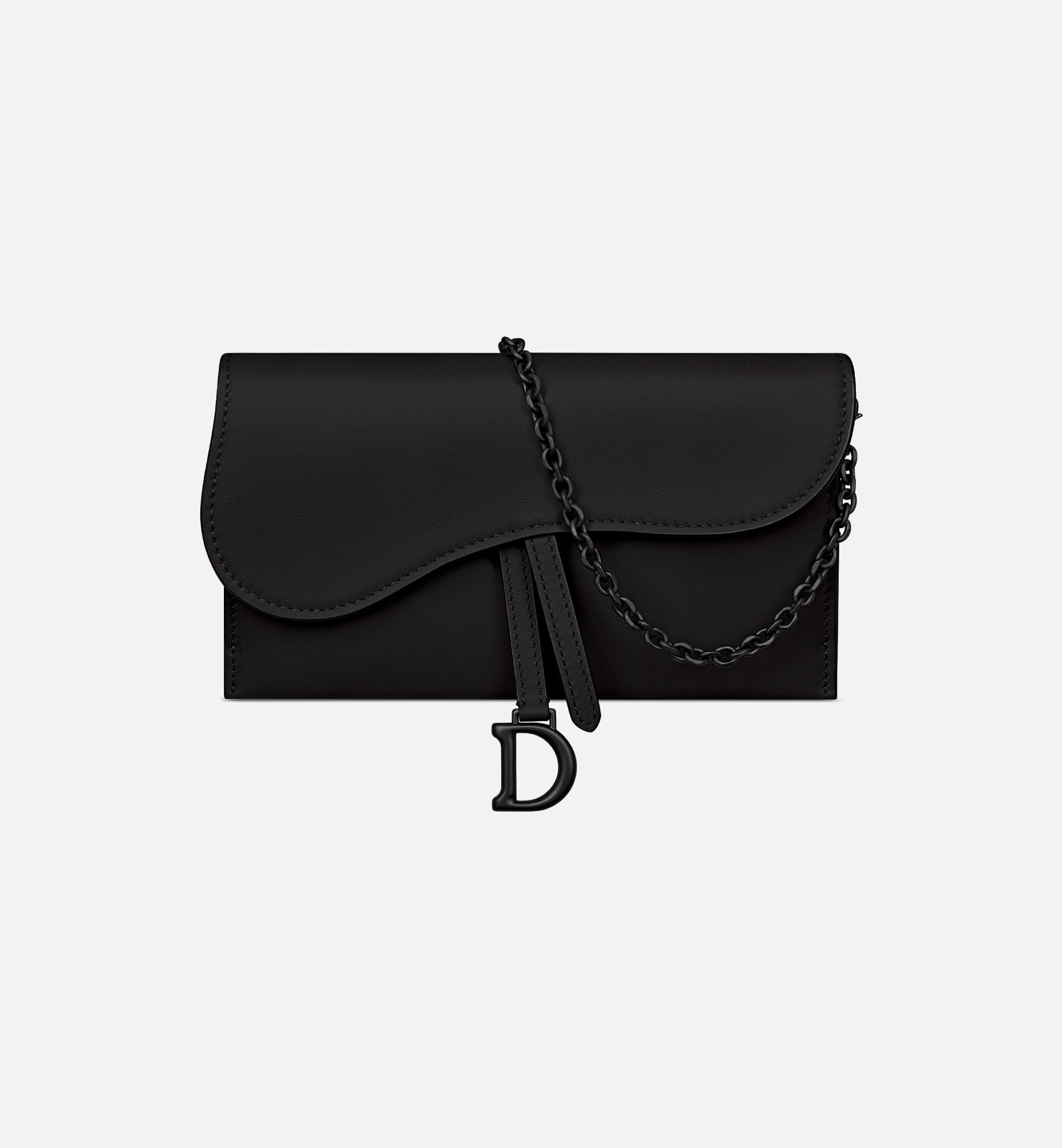 Small Saddle Pouch with Chain Black Ultramatte Calfskin | DIOR Small Saddle Pouch with Chain Black Ultramatte Calfskin | DIOR