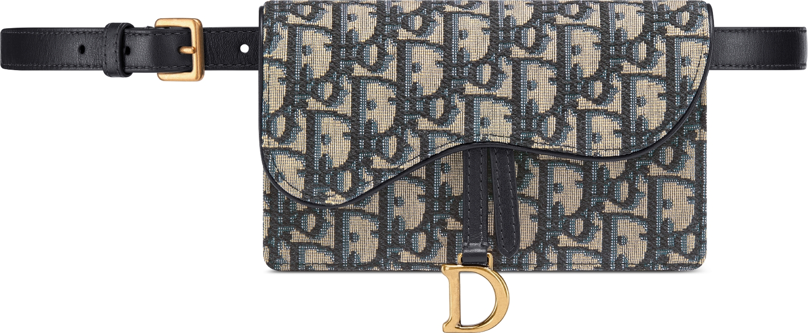 DIOR Saddle Belt Pouch Blue Dior Oblique Jacquard Women