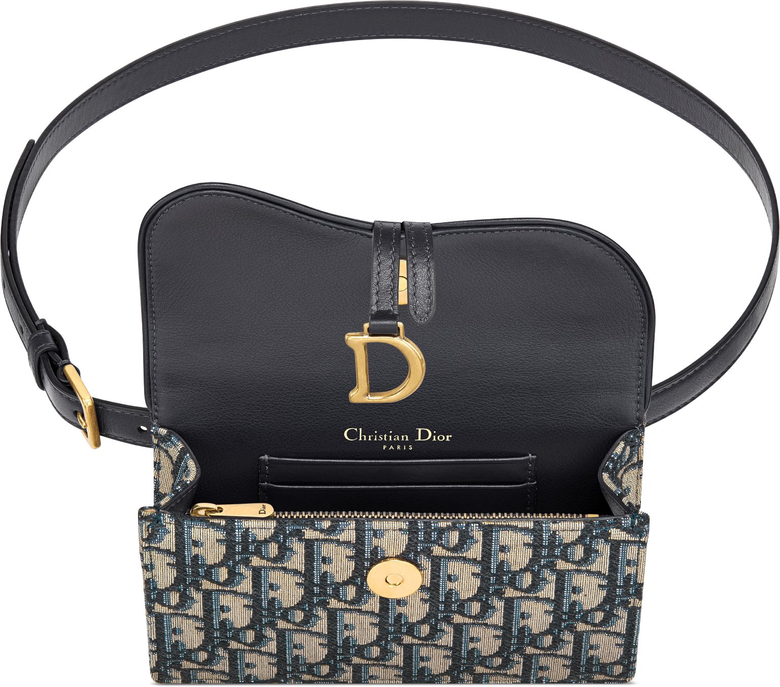 Saddle Belt Pouch Blue Dior Oblique Jacquard DIOR