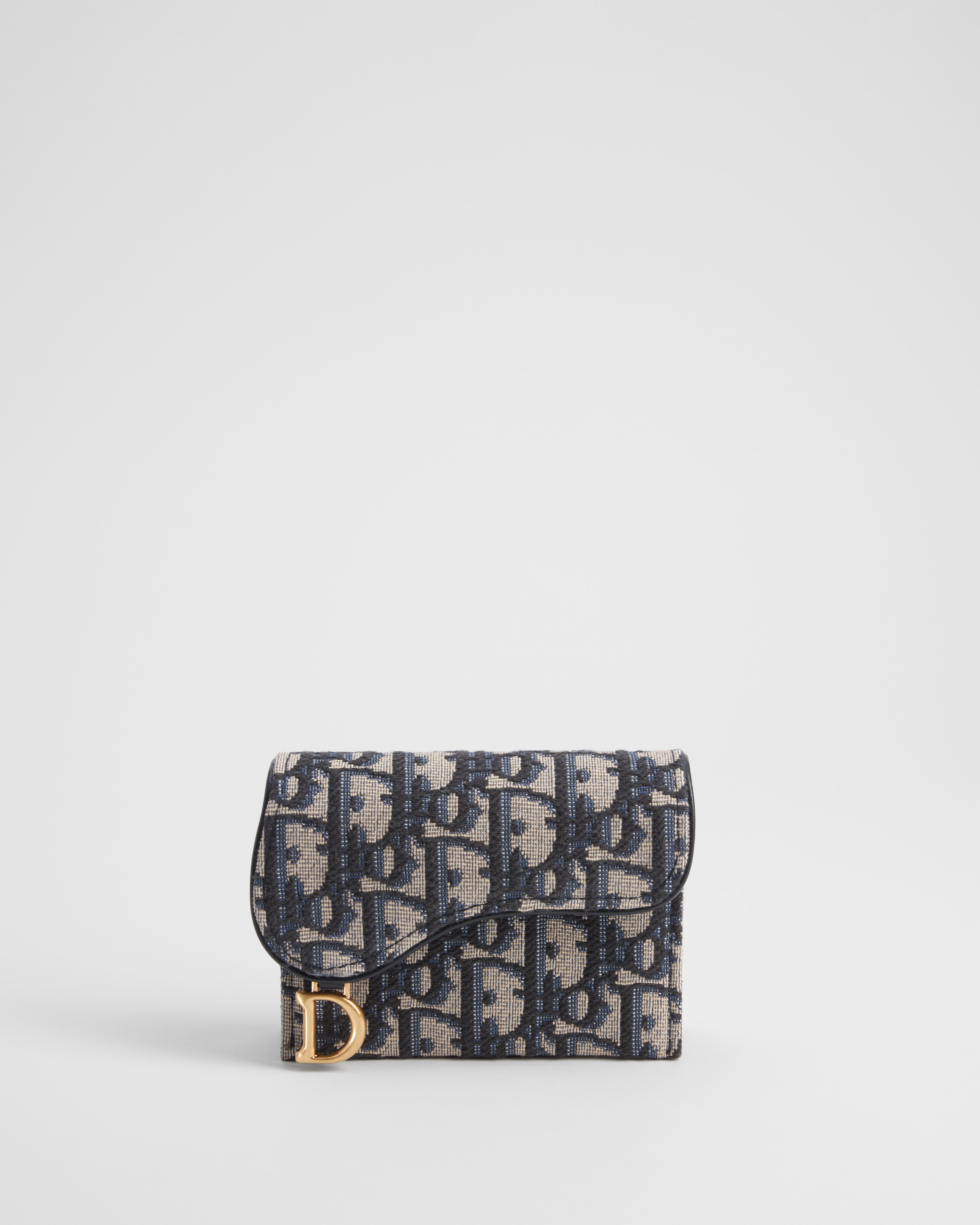 Portacarte a soffietto Jasmine Saddle Jacquard Dior Oblique blu E01