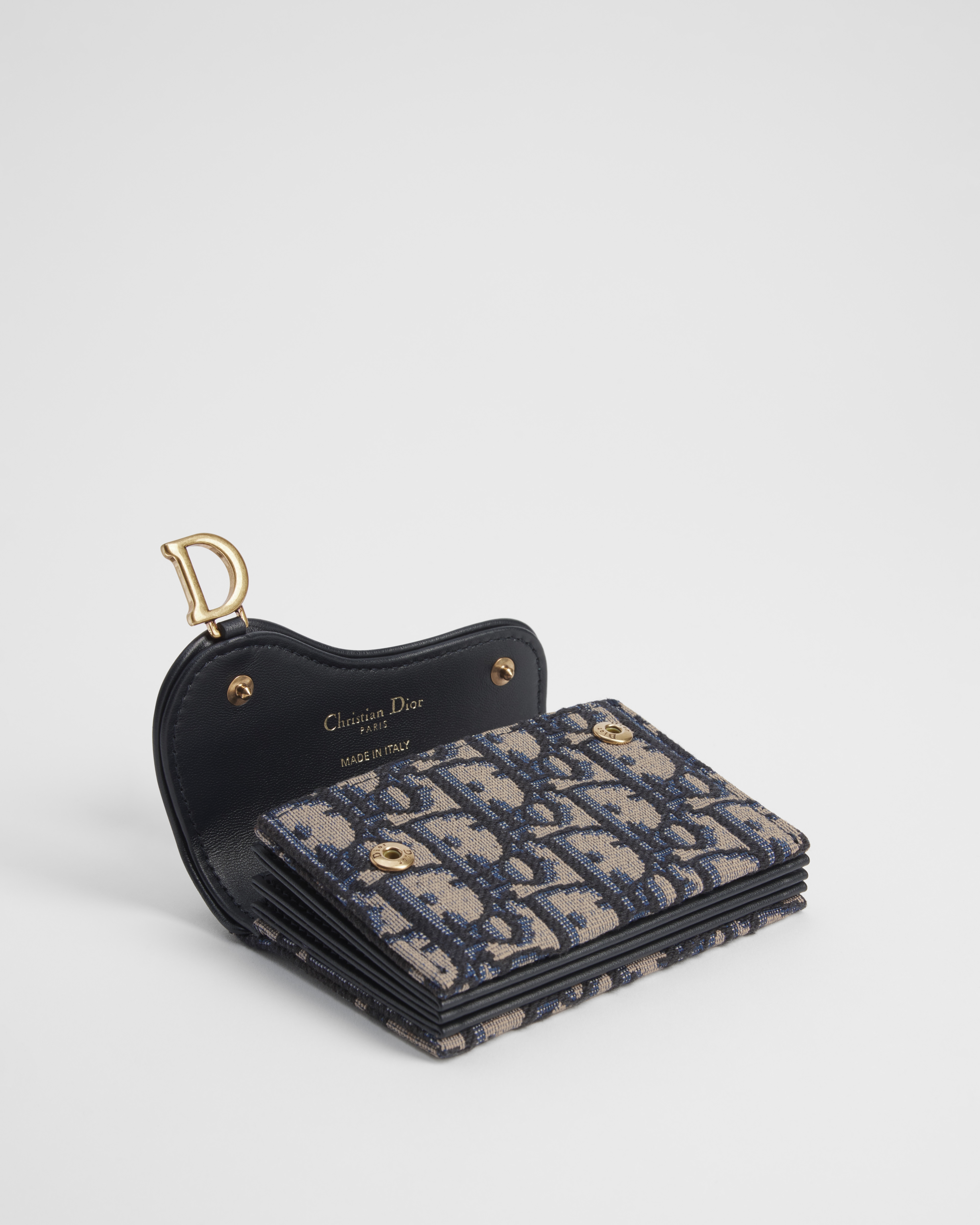 Saddle Jasmine Gusset Card Holder Blue Dior Oblique Jacquard E03