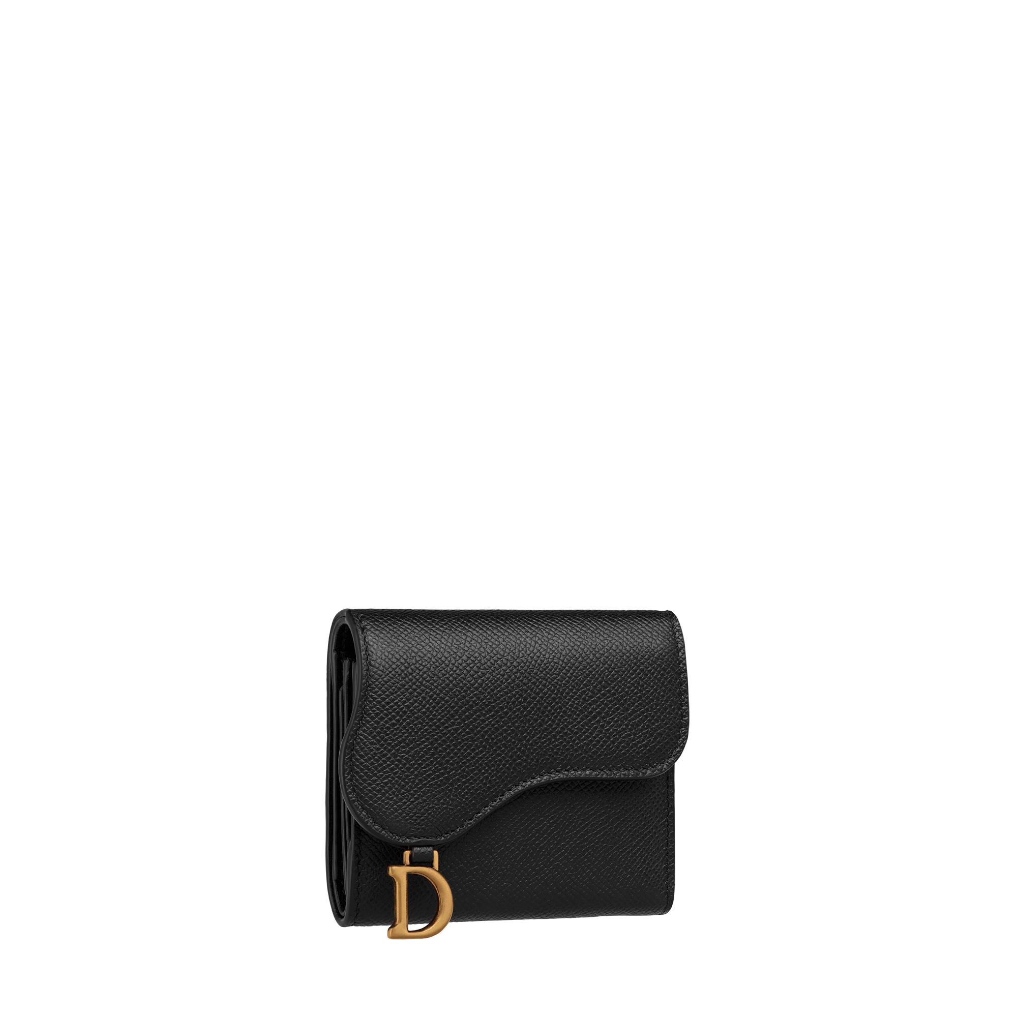 Saddle Lotus Wallet Black Grained Calfskin E03