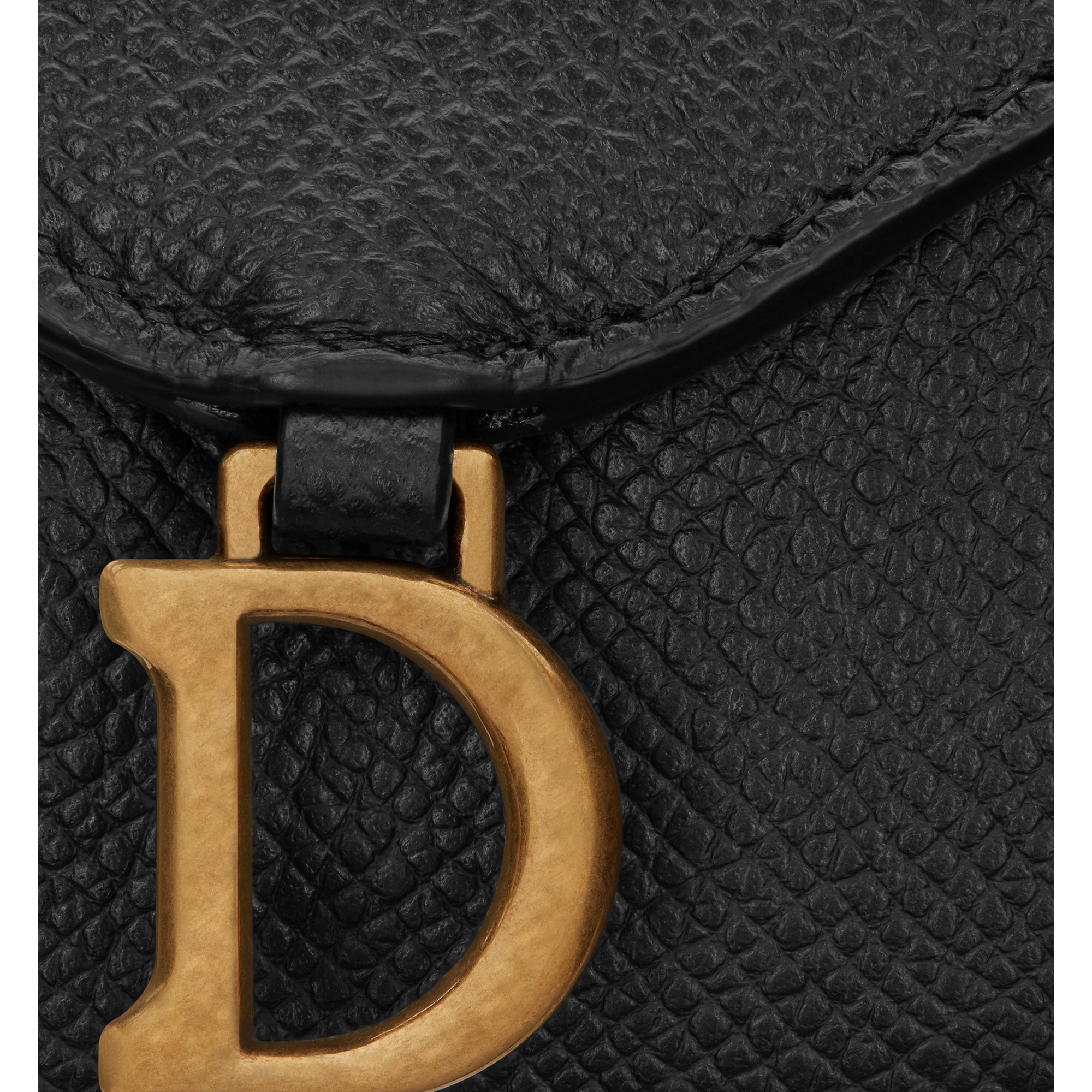 Saddle Lotus Wallet Black Grained Calfskin E09