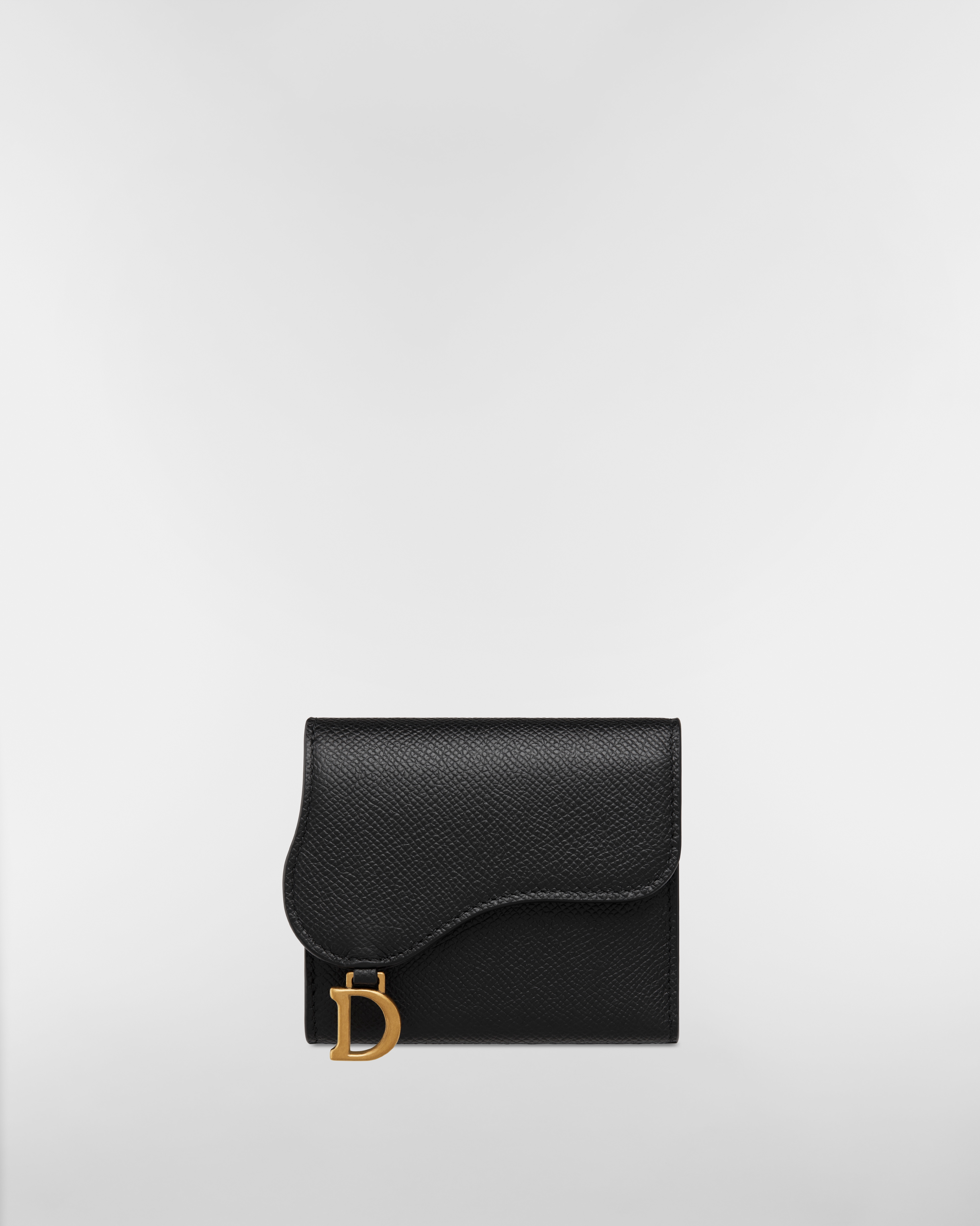 Saddle Lotus Wallet Black Grained Calfskin E01