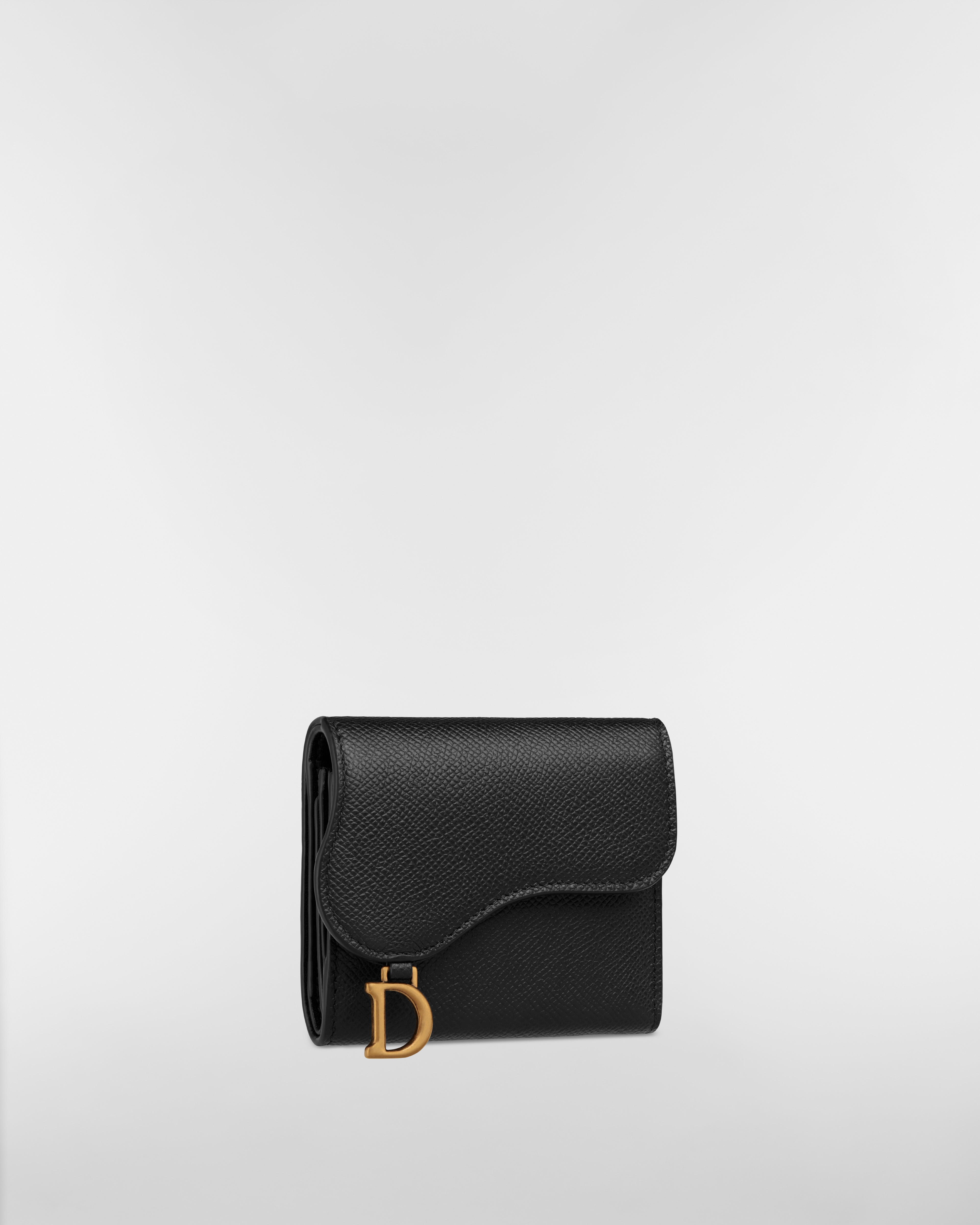 Saddle Lotus Wallet Black Grained Calfskin E03