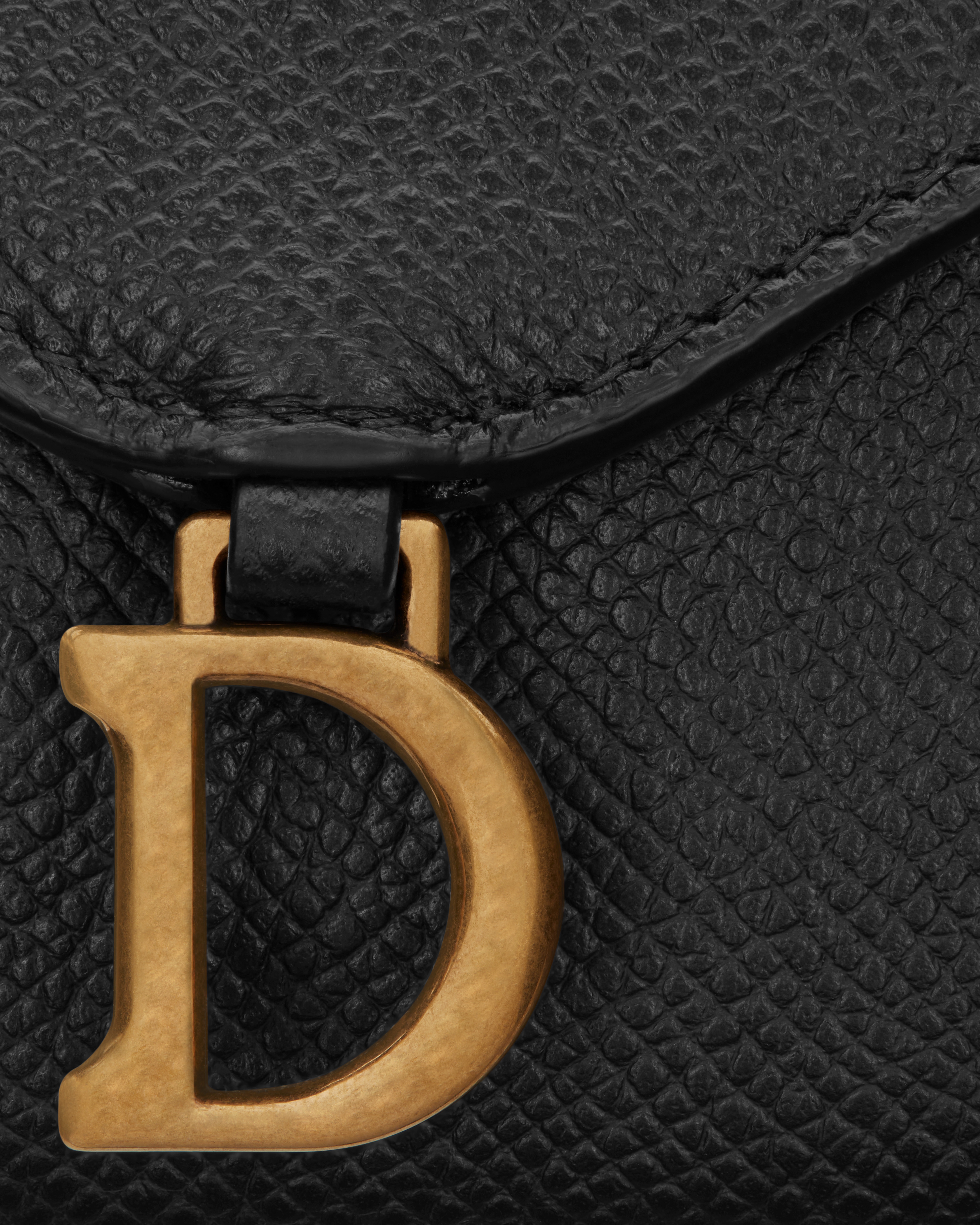 Portefeuille Lotus Saddle Cuir de veau grainé noir E09
