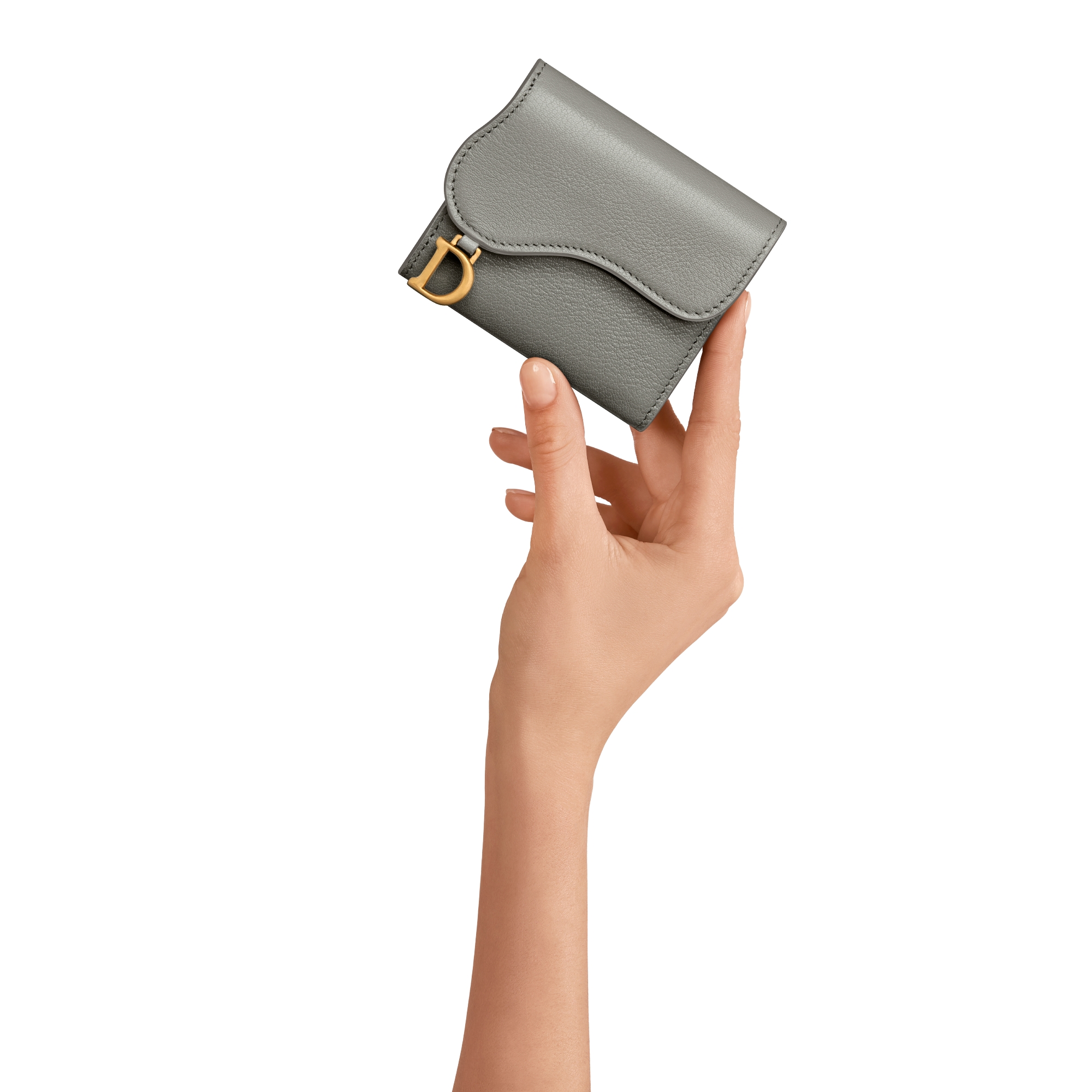 Saddle Lotus 銀包 石灰色山羊皮 E11