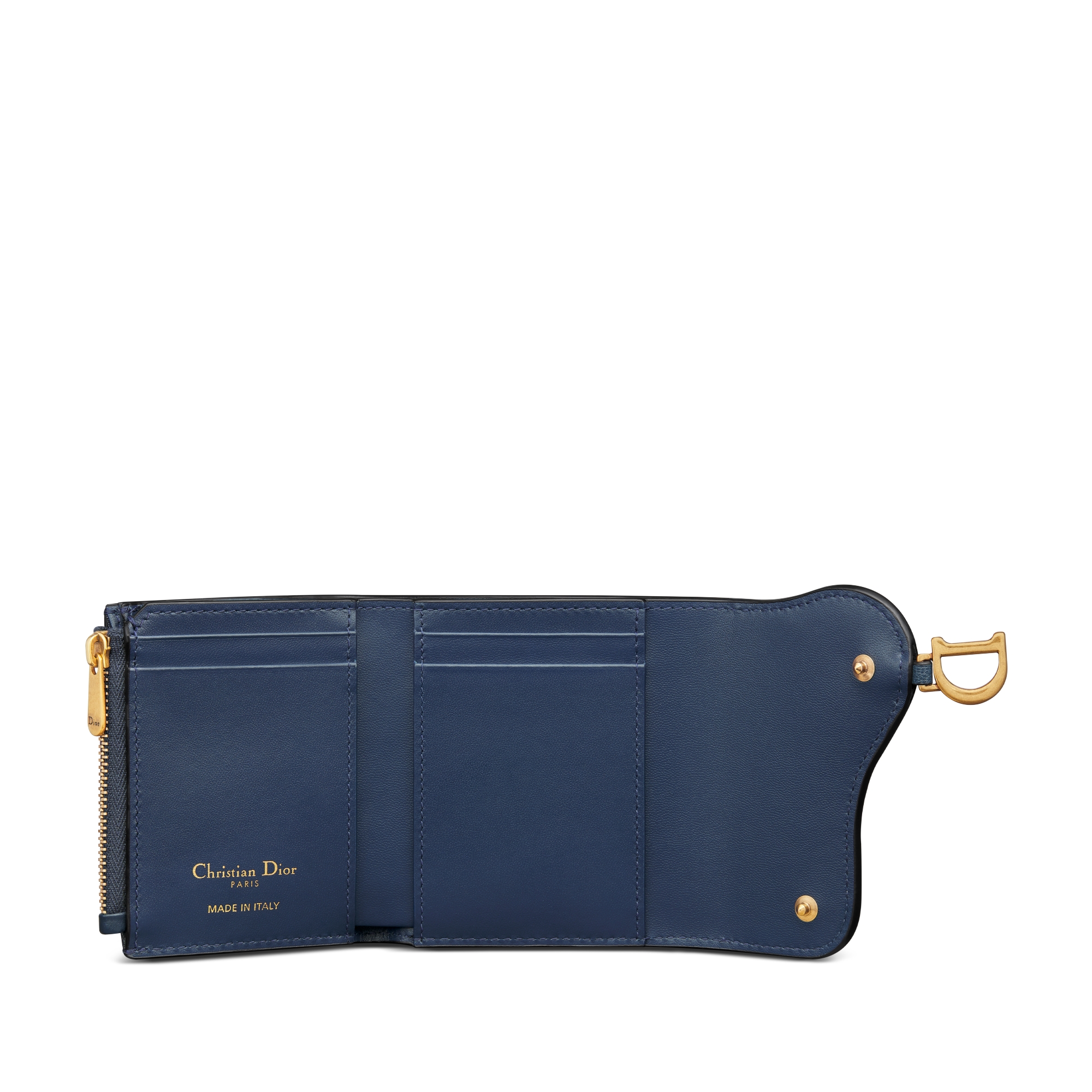 Portefeuille Lotus Saddle Cuir de chèvre bleu océan E07