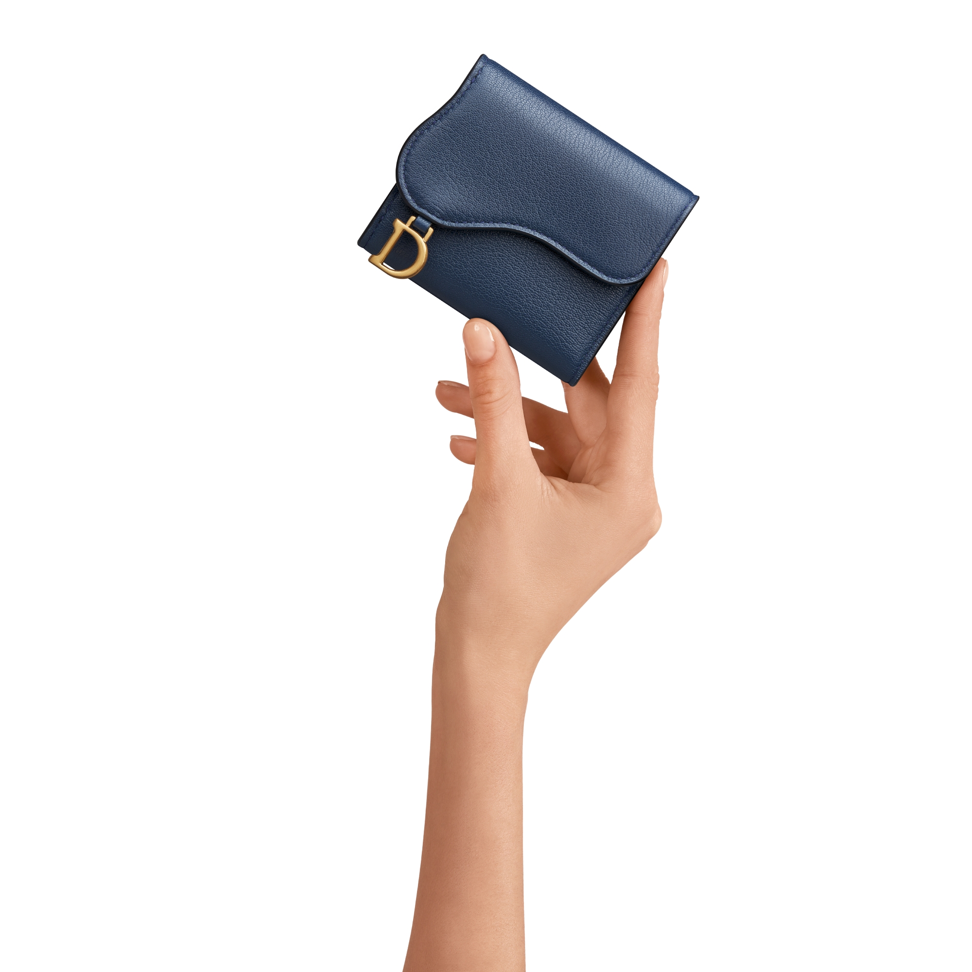 Saddle Lotus Wallet Deep Ocean Blue Goatskin E11