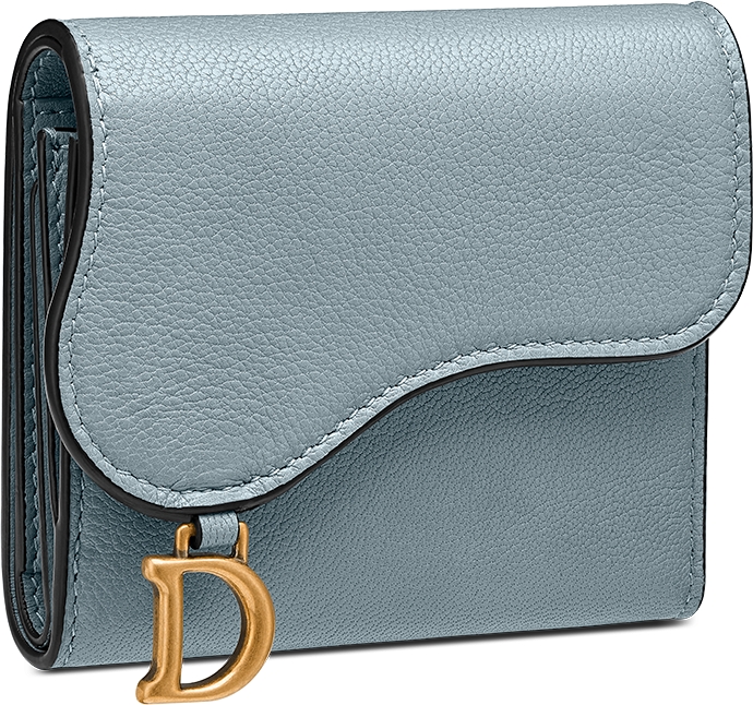 Saddle Lotus Wallet Cloud Blue Goatskin | DIOR