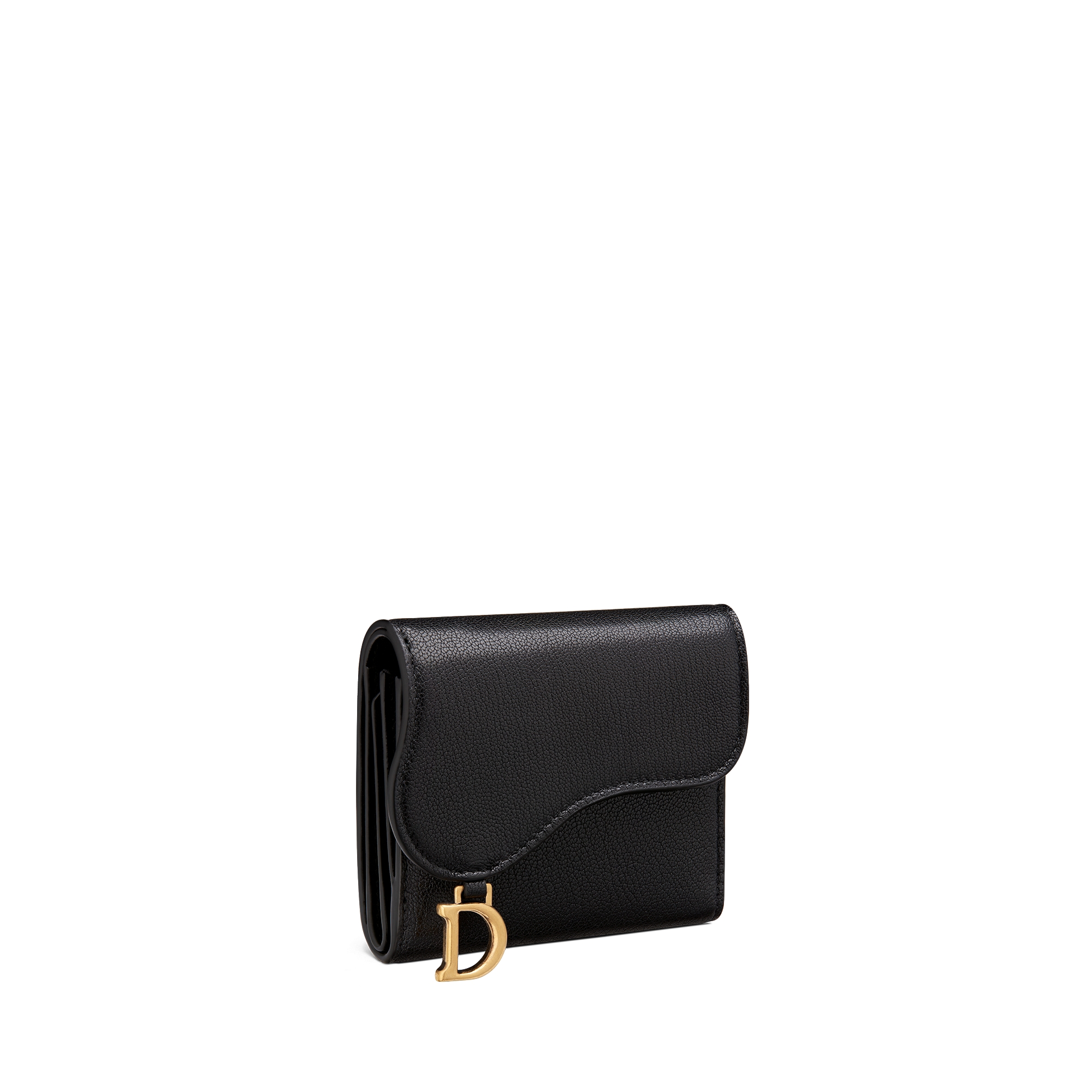 Saddle Lotus Wallet Black Goatskin E03