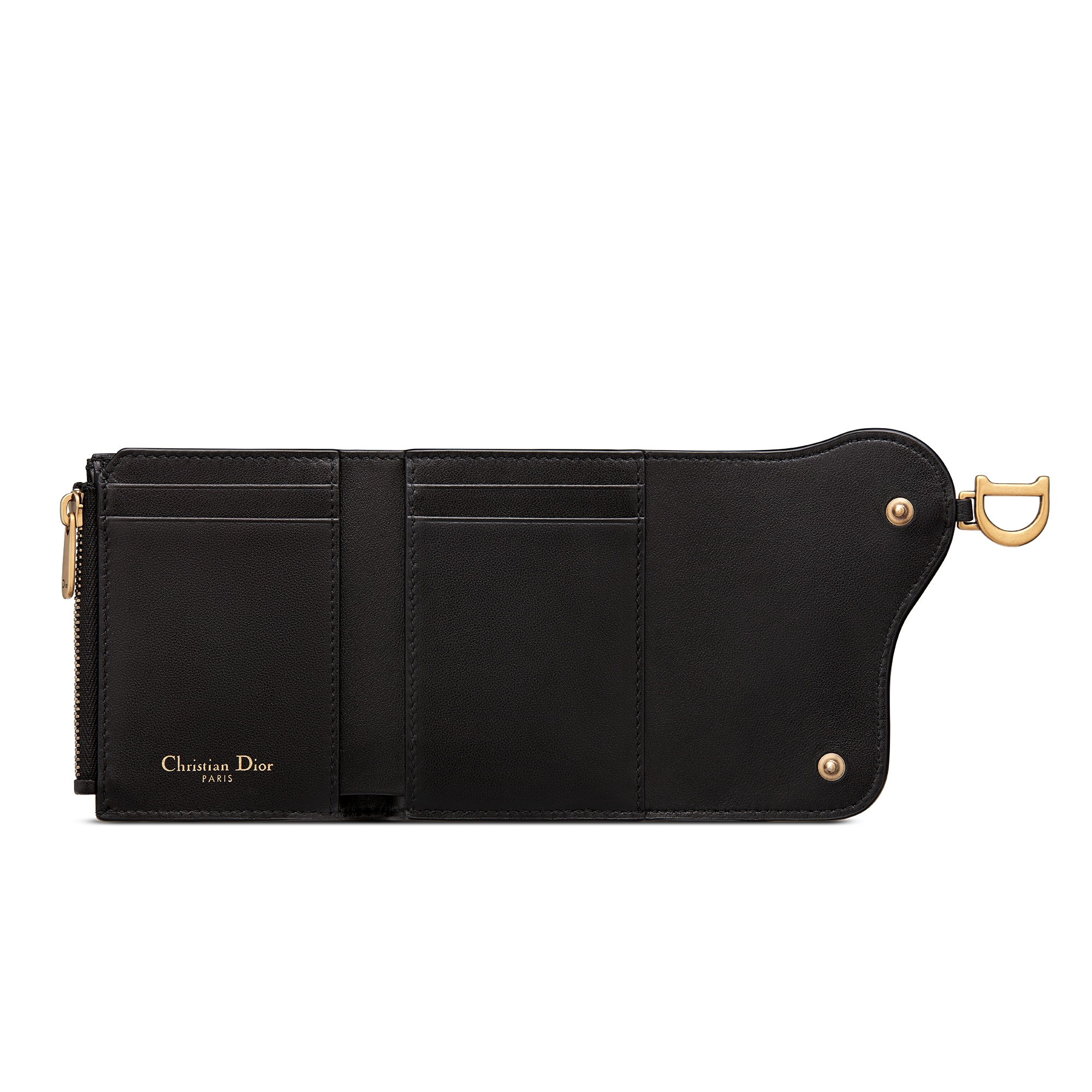 Saddle Lotus Wallet Black Goatskin E07