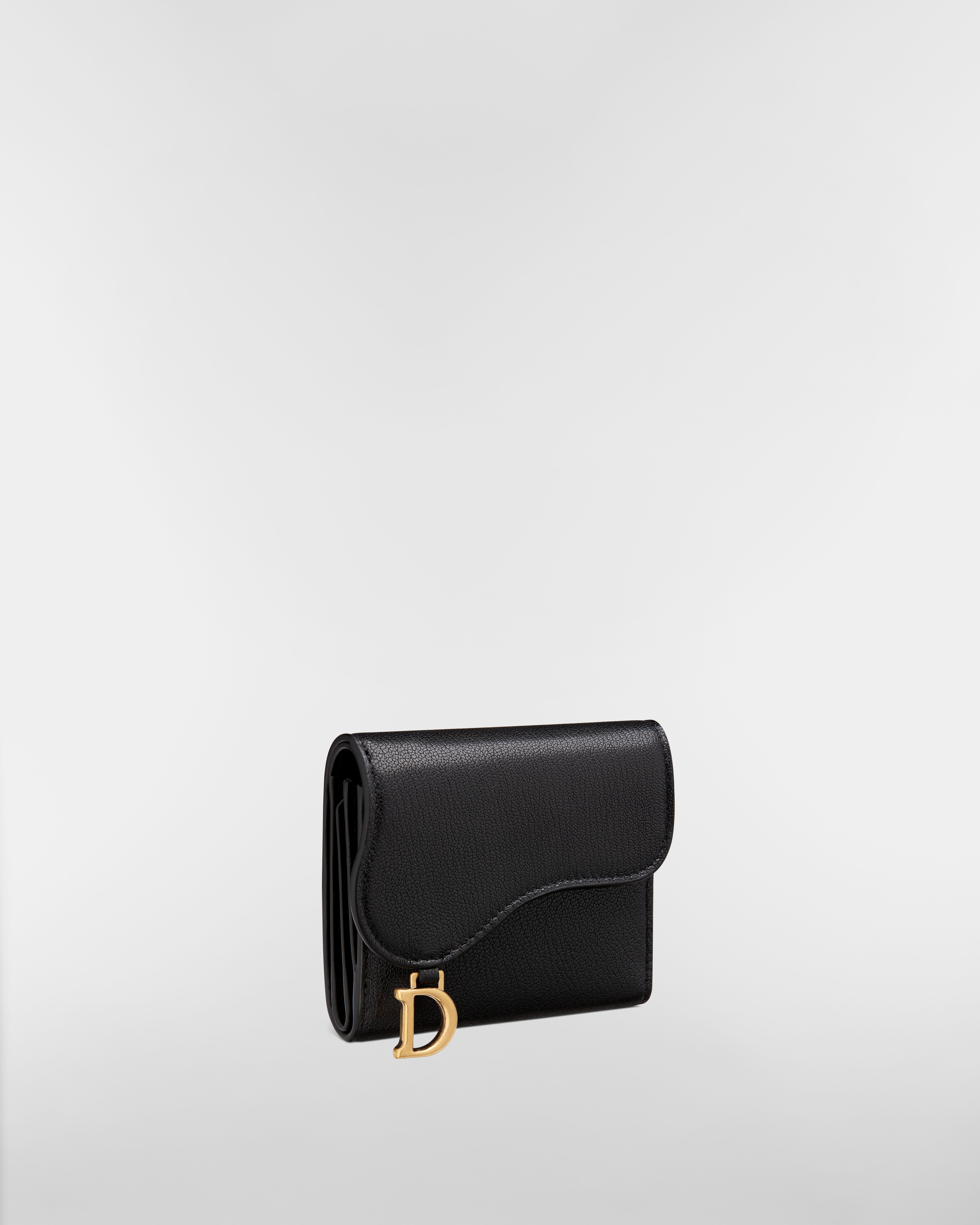 Portefeuille Lotus Saddle Cuir de chèvre noir E03